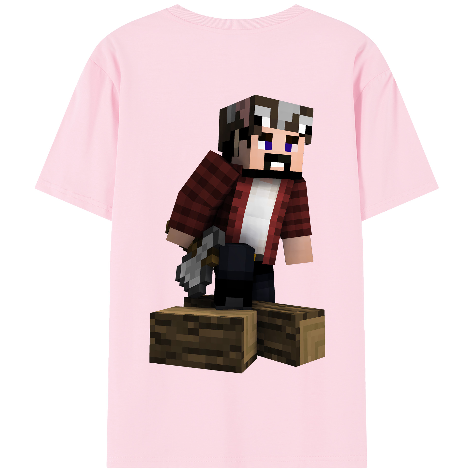 （画像用） マインクラフト ブロックの世界 Minecraft MC Block world 綿100％半袖Tシャツ（背面プリント）