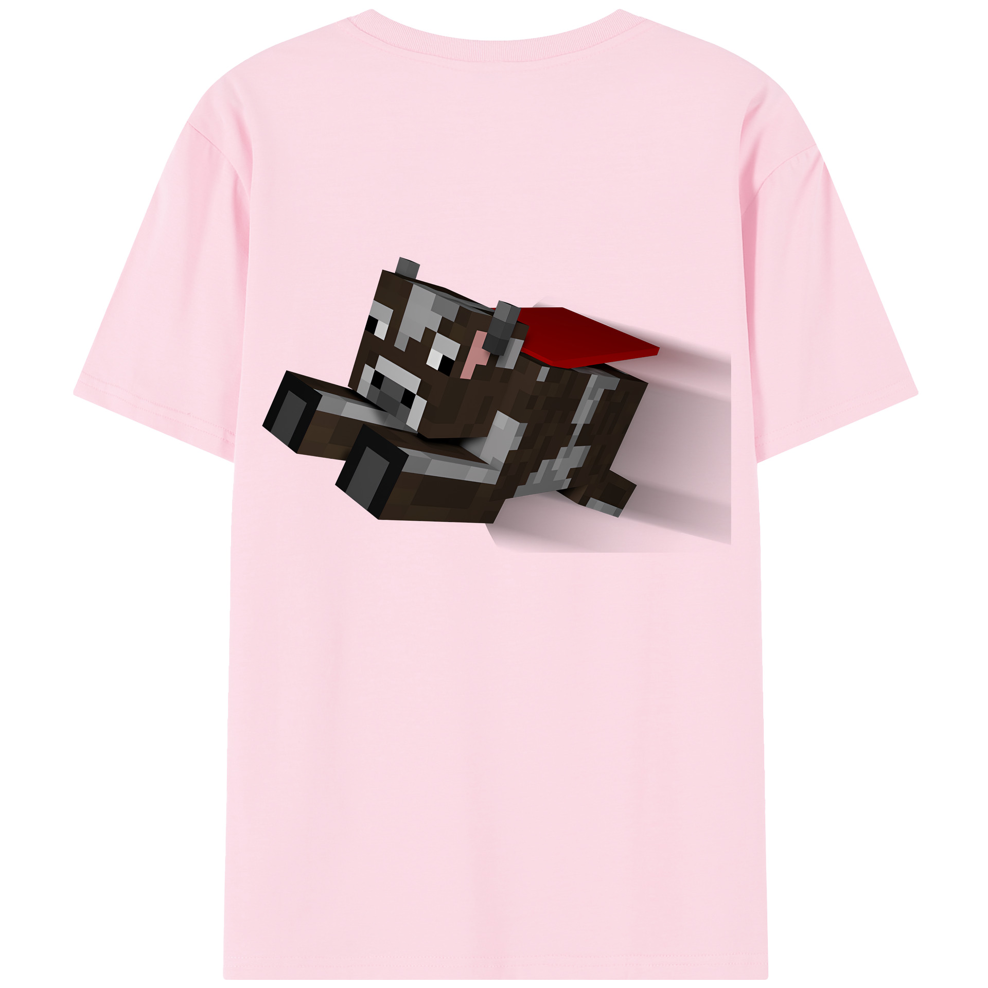 （画像用） マインクラフト ブロックの世界 Minecraft MC Block world 綿100％半袖Tシャツ（背面プリント）