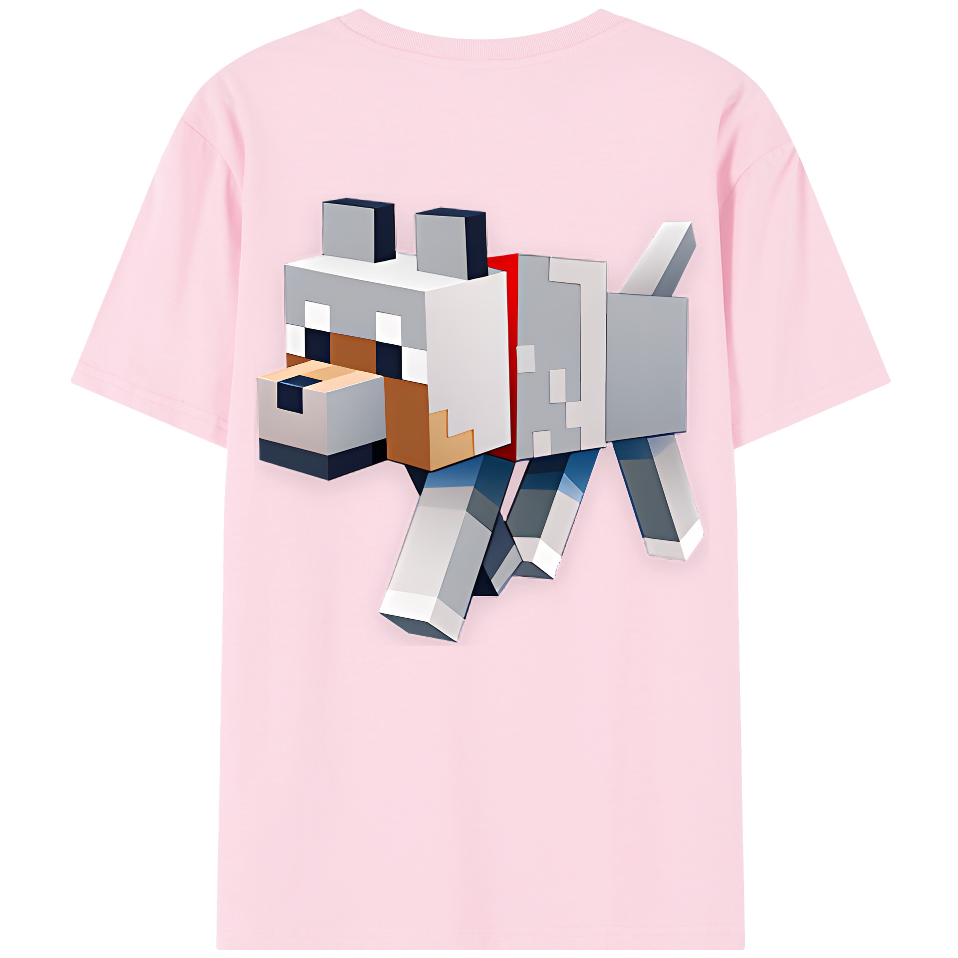 （画像用） マインクラフト ブロックの世界 Minecraft MC Block world 綿100％半袖Tシャツ（背面プリント）