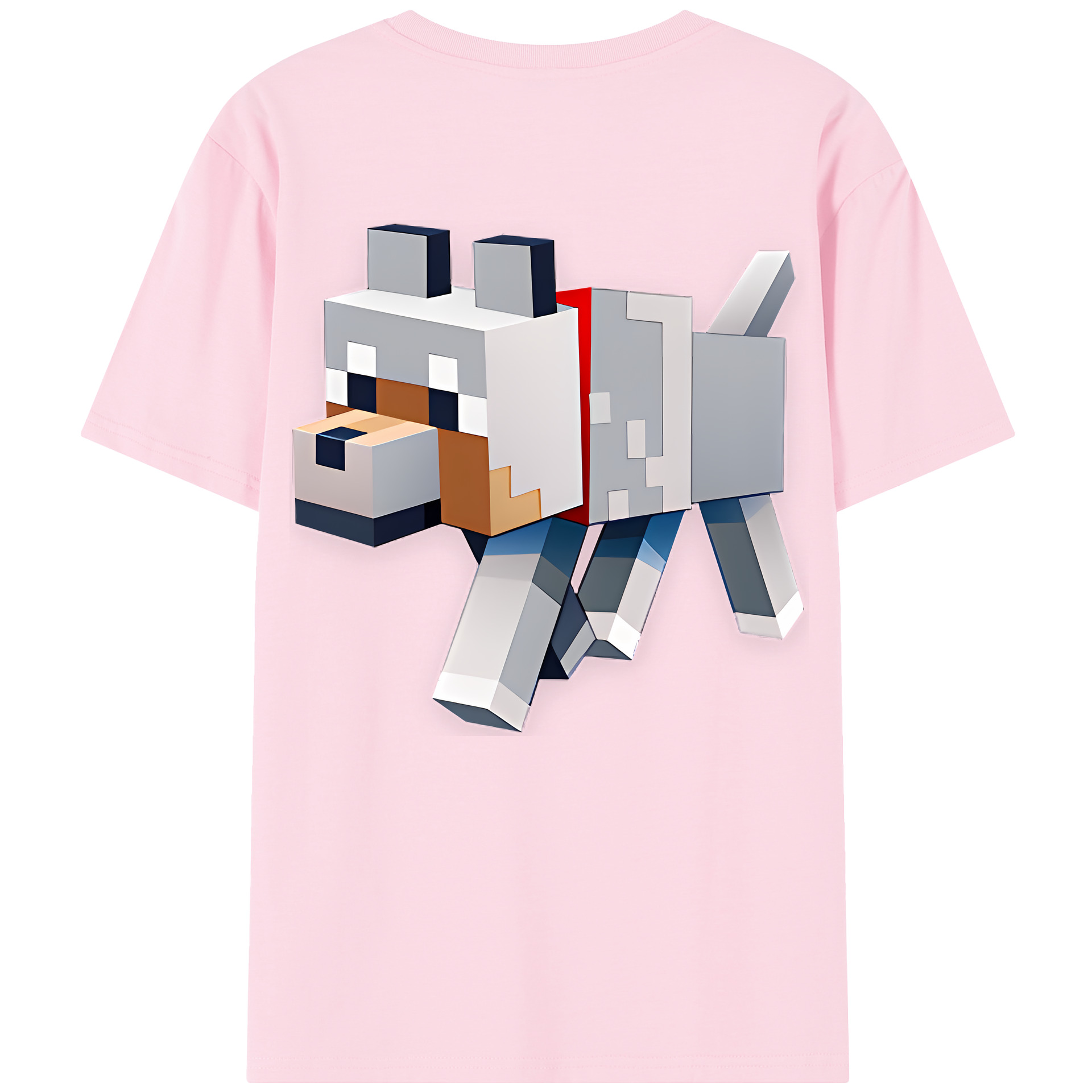 （画像用） マインクラフト ブロックの世界 Minecraft MC Block world 綿100％半袖Tシャツ（背面プリント）