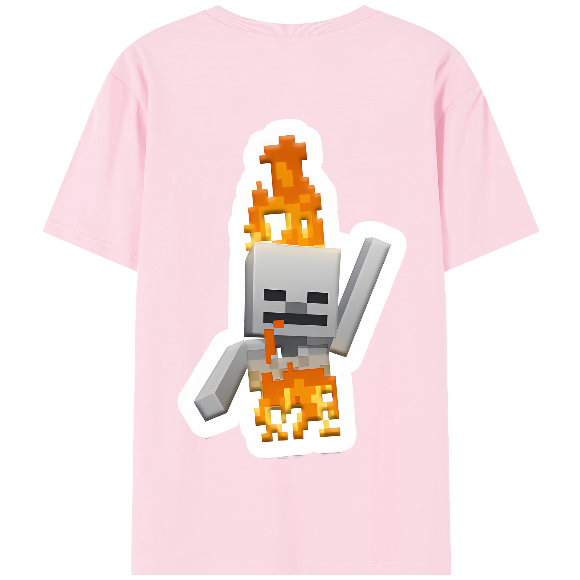 （画像用） マインクラフト ブロックの世界 Minecraft MC Block world 綿100％半袖Tシャツ（背面プリント）
