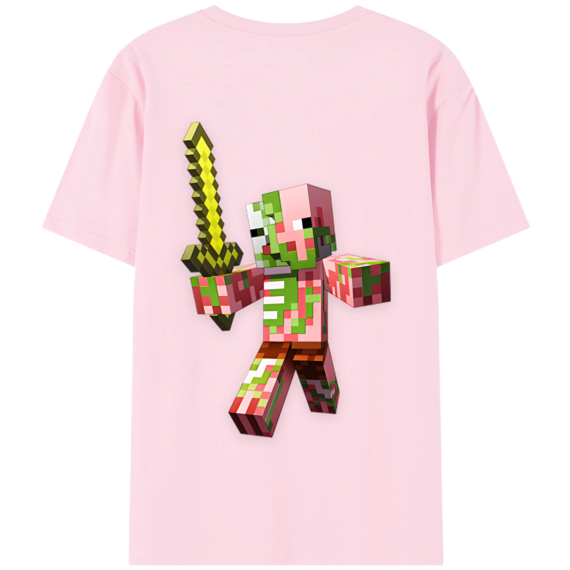 （画像用） マインクラフト ブロックの世界 Minecraft MC Block world 綿100％半袖Tシャツ（背面プリント）