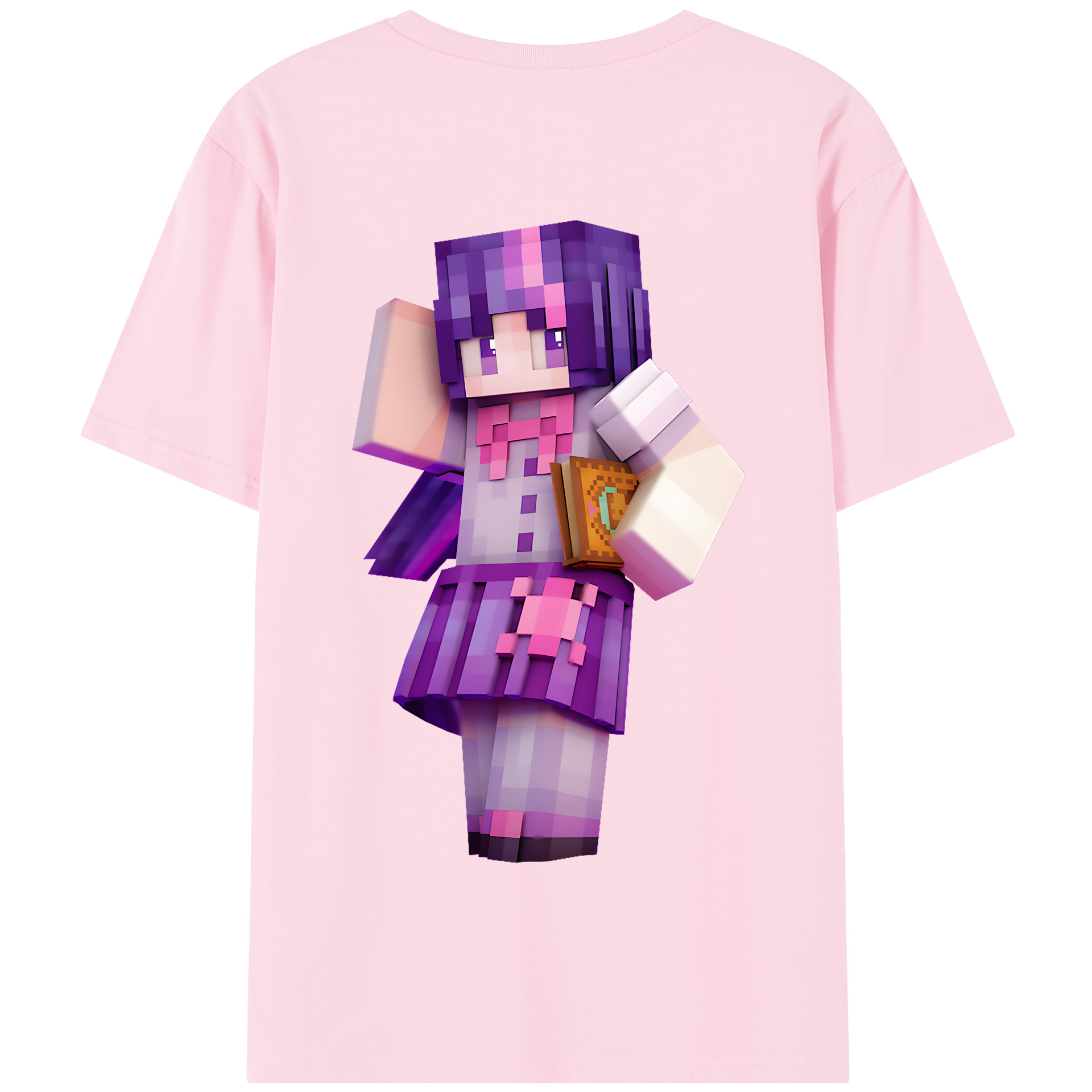 （画像用） マインクラフト ブロックの世界 Minecraft MC Block world 綿100％半袖Tシャツ（背面プリント）