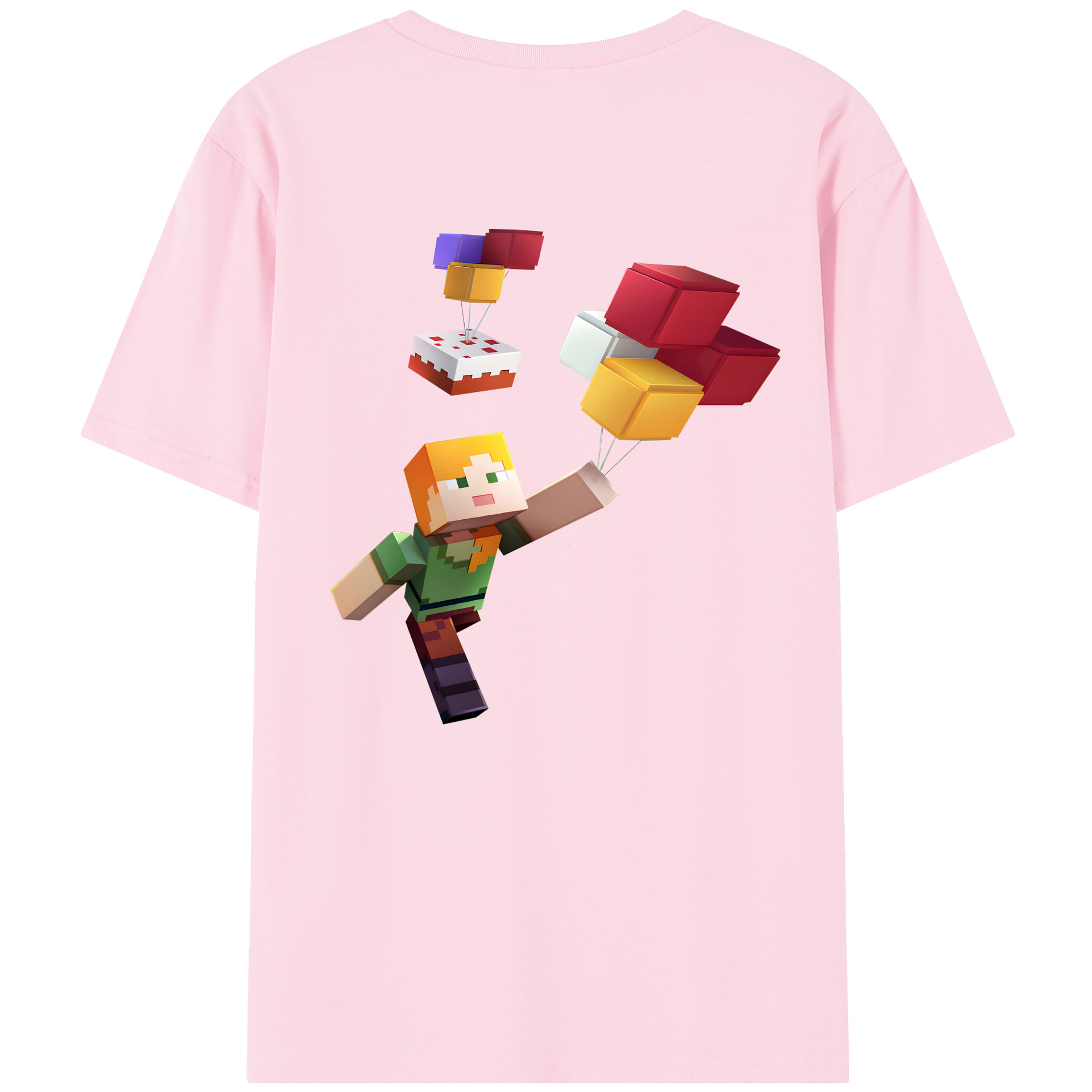 （画像用） マインクラフト ブロックの世界 Minecraft MC Block world 綿100％半袖Tシャツ（背面プリント）