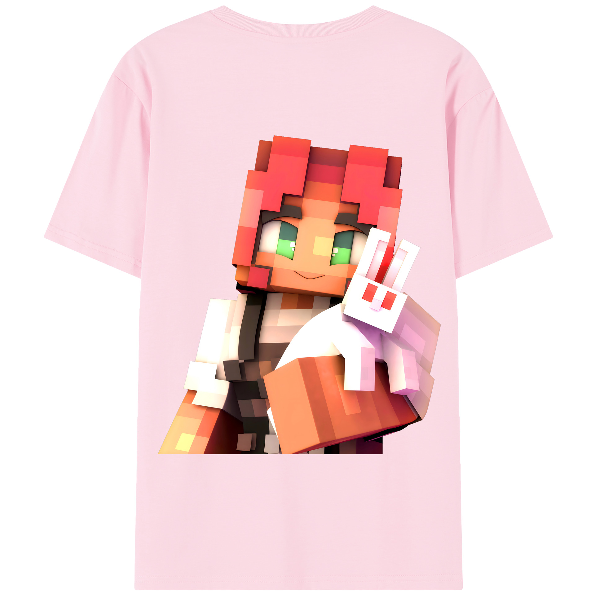 （画像用） マインクラフト ブロックの世界 Minecraft MC Block world 綿100％半袖Tシャツ（背面プリント）