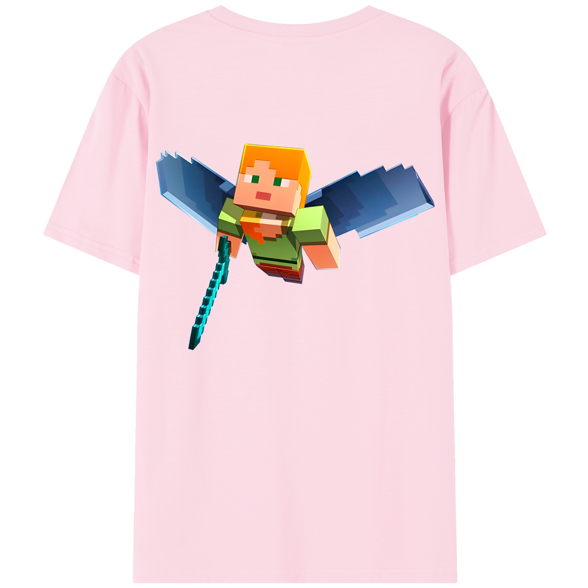 （画像用） マインクラフト ブロックの世界 Minecraft MC Block world 綿100％半袖Tシャツ（背面プリント）