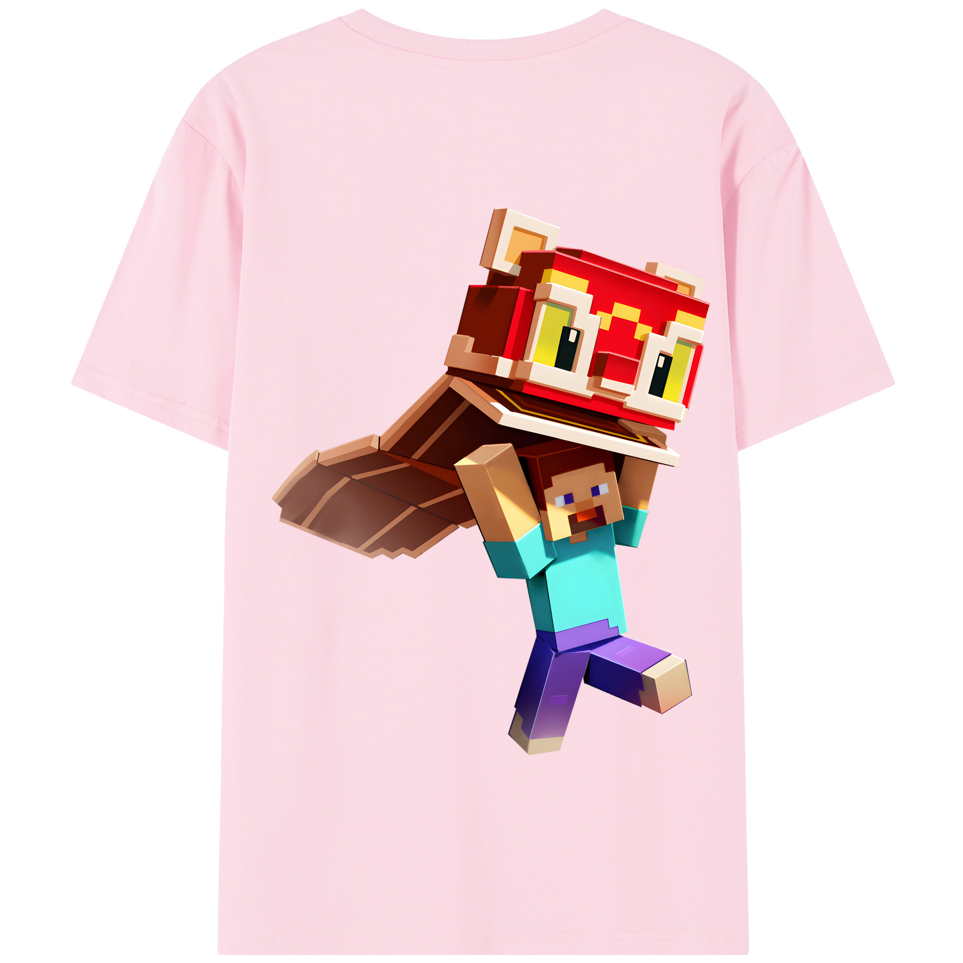 （画像用） マインクラフト ブロックの世界 Minecraft MC Block world 綿100％半袖Tシャツ（背面プリント）