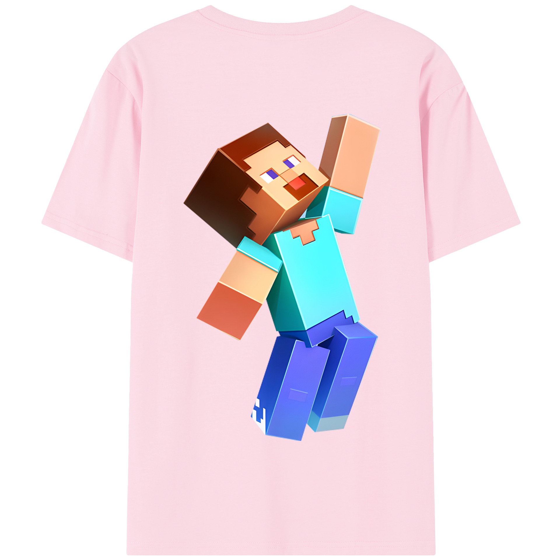 （画像用） マインクラフト ブロックの世界 Minecraft MC Block world 綿100％半袖Tシャツ（背面プリント）