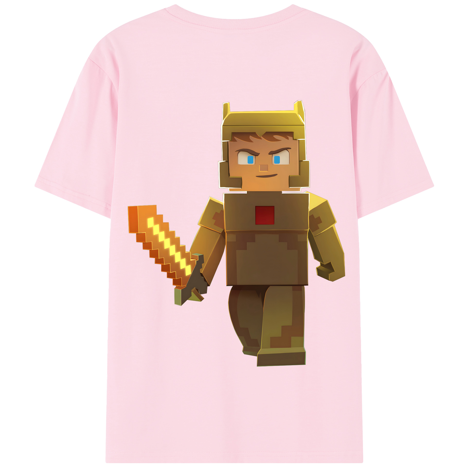 （画像用） マインクラフト ブロックの世界 Minecraft MC Block world 綿100％半袖Tシャツ（背面プリント）