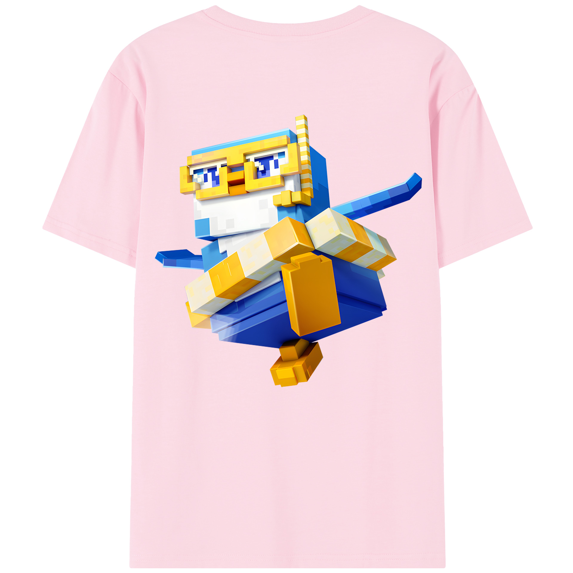 （画像用） マインクラフト ブロックの世界 Minecraft MC Block world 綿100％半袖Tシャツ（背面プリント）