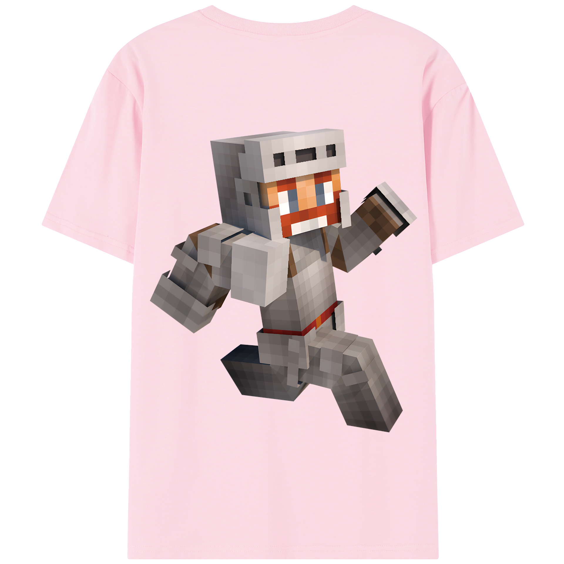 （画像用） マインクラフト ブロックの世界 Minecraft MC Block world 綿100％半袖Tシャツ（背面プリント）