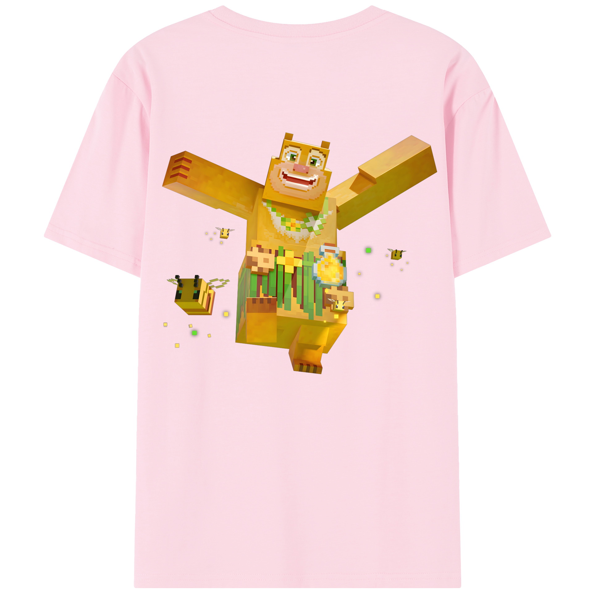 （画像用） マインクラフト ブロックの世界 Minecraft MC Block world 綿100％半袖Tシャツ（背面プリント）