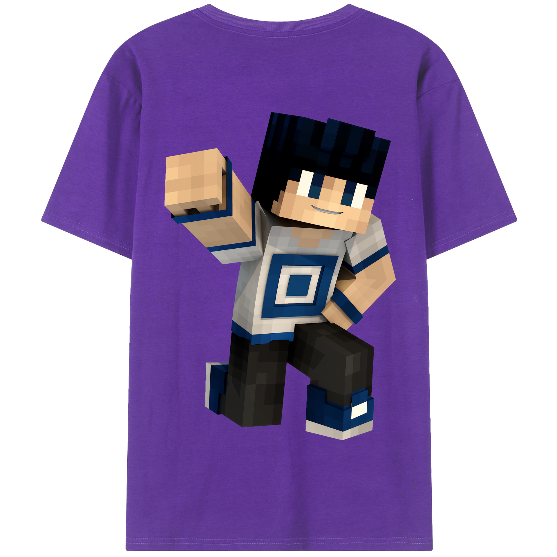（画像用） マインクラフト ブロックの世界 Minecraft MC Block world 綿100％半袖Tシャツ（背面プリント）