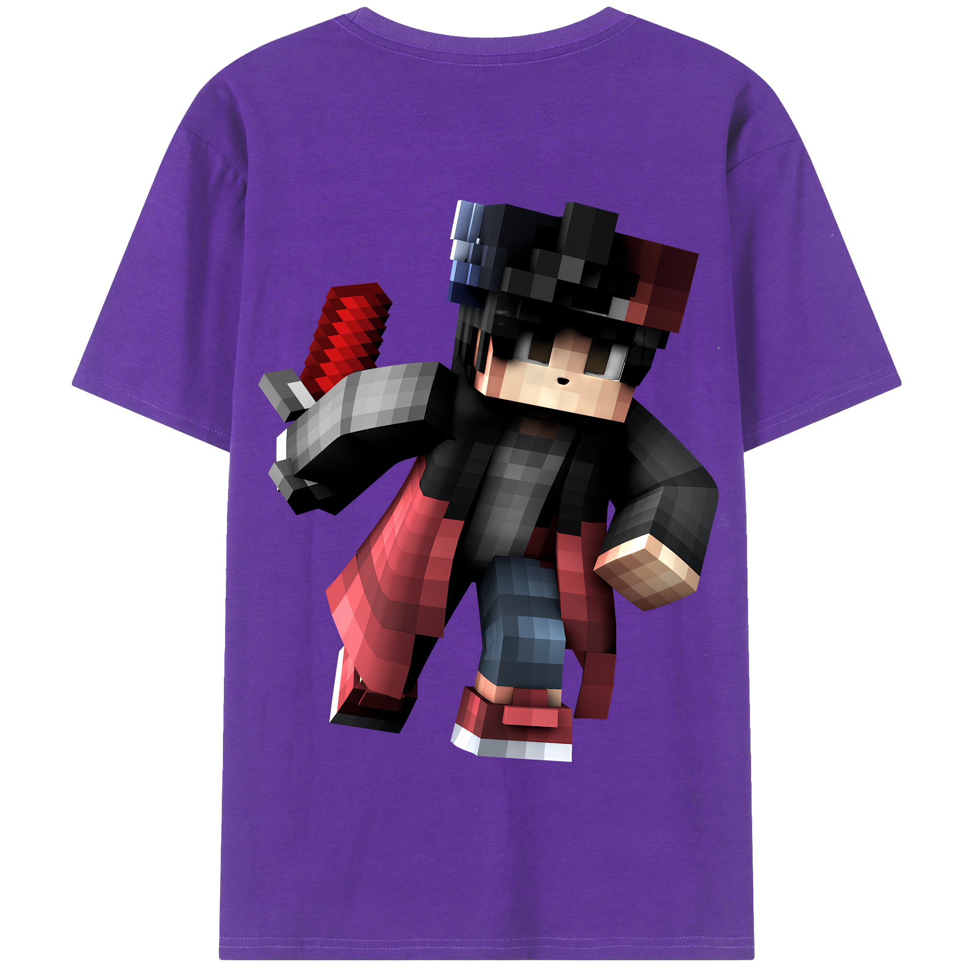 （画像用） マインクラフト ブロックの世界 Minecraft MC Block world 綿100％半袖Tシャツ（背面プリント）
