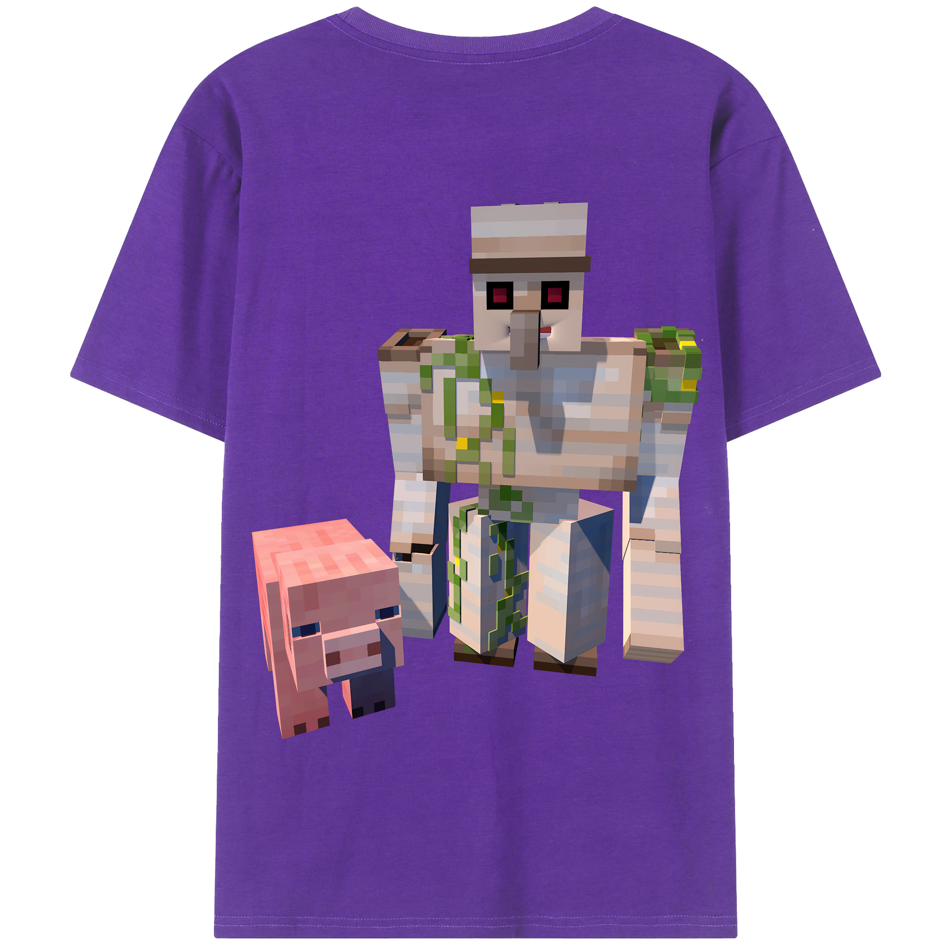 （画像用） マインクラフト ブロックの世界 Minecraft MC Block world 綿100％半袖Tシャツ（背面プリント）