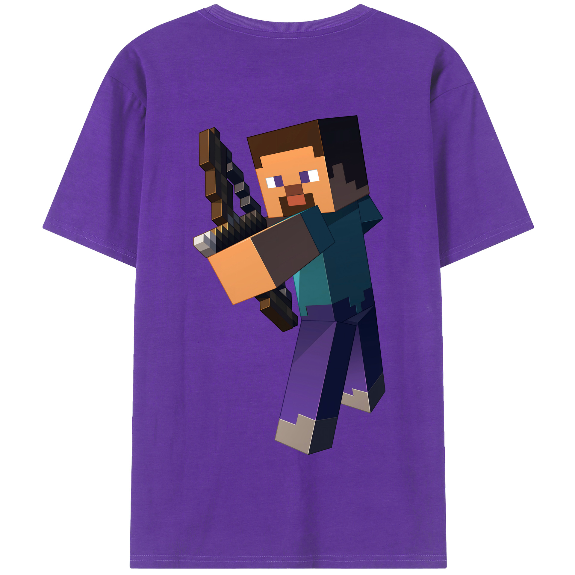 （画像用） マインクラフト ブロックの世界 Minecraft MC Block world 綿100％半袖Tシャツ（背面プリント）