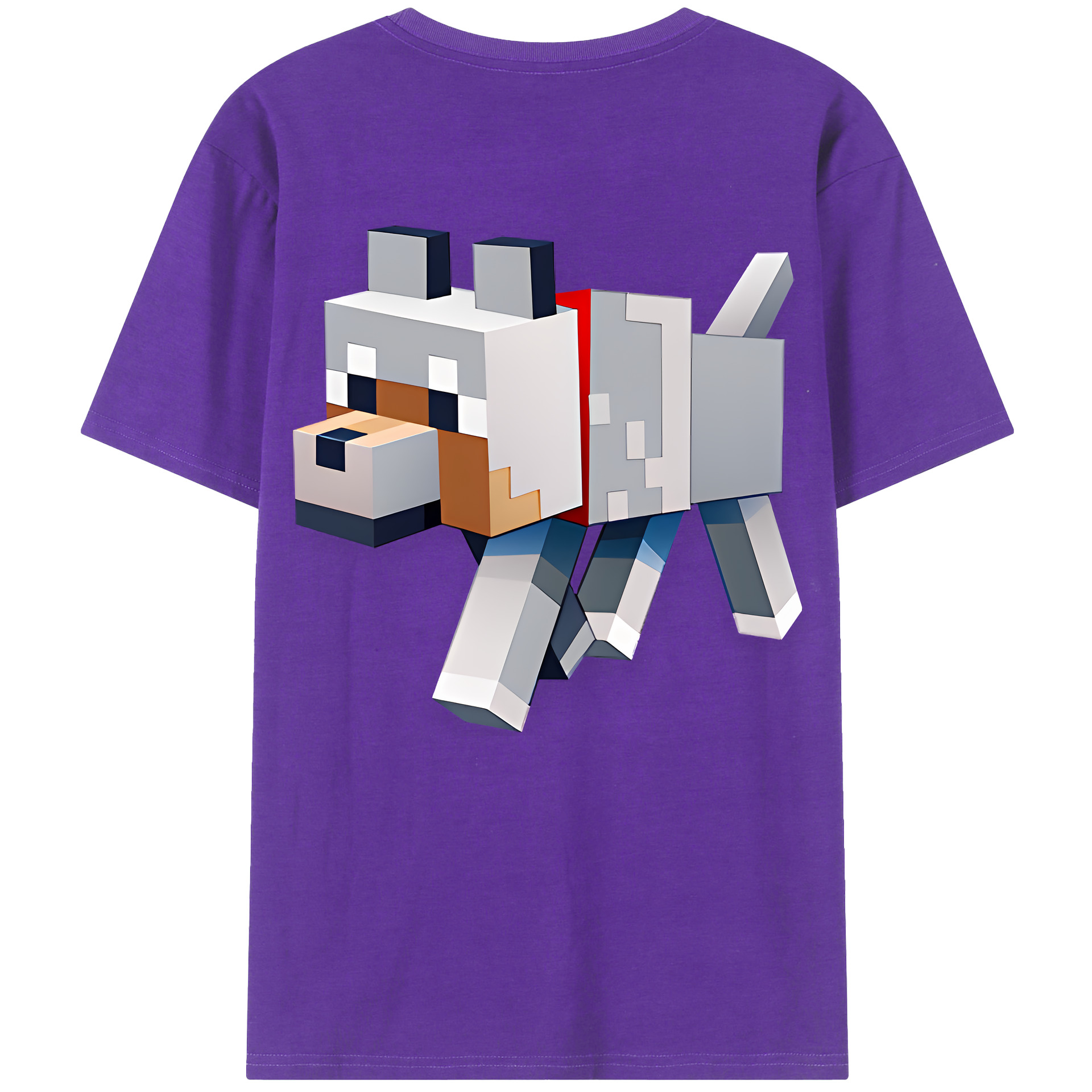 （画像用） マインクラフト ブロックの世界 Minecraft MC Block world 綿100％半袖Tシャツ（背面プリント）