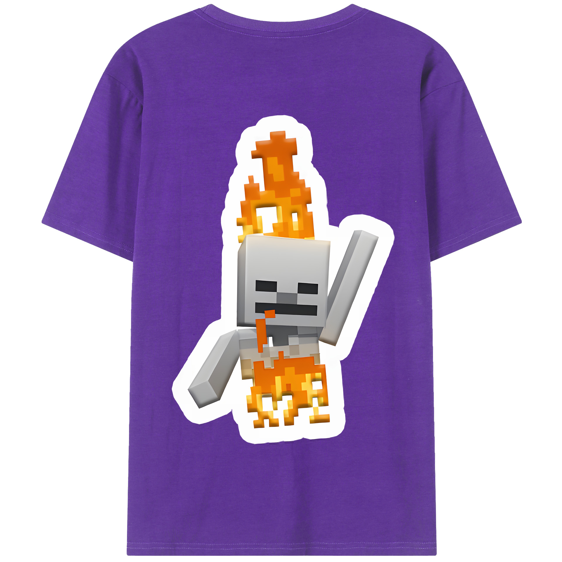 （画像用） マインクラフト ブロックの世界 Minecraft MC Block world 綿100％半袖Tシャツ（背面プリント）