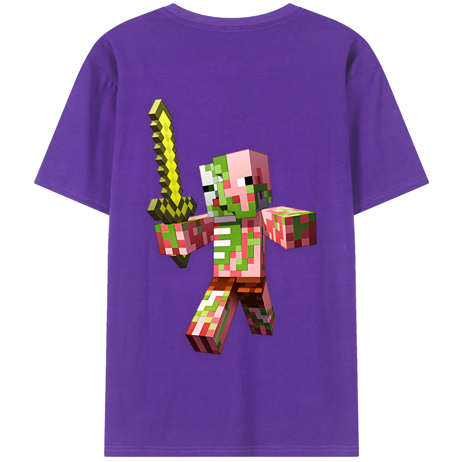 （画像用） マインクラフト ブロックの世界 Minecraft MC Block world 綿100％半袖Tシャツ（背面プリント）