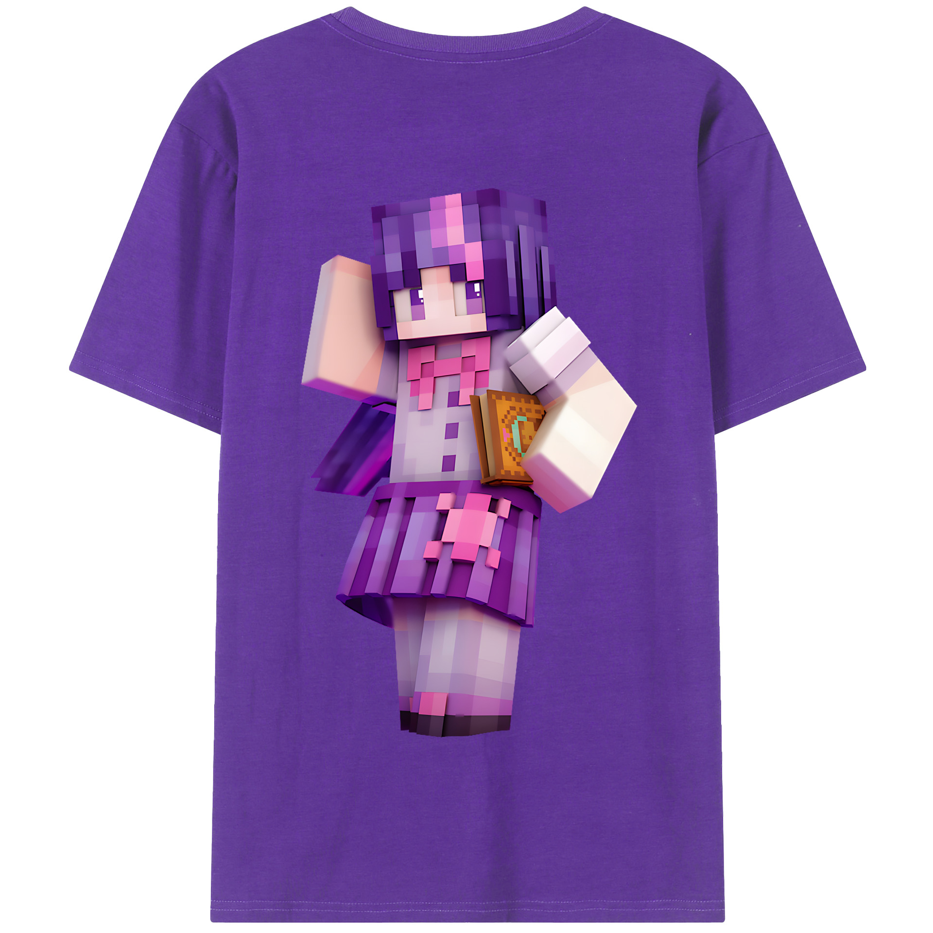 （画像用） マインクラフト ブロックの世界 Minecraft MC Block world 綿100％半袖Tシャツ（背面プリント）