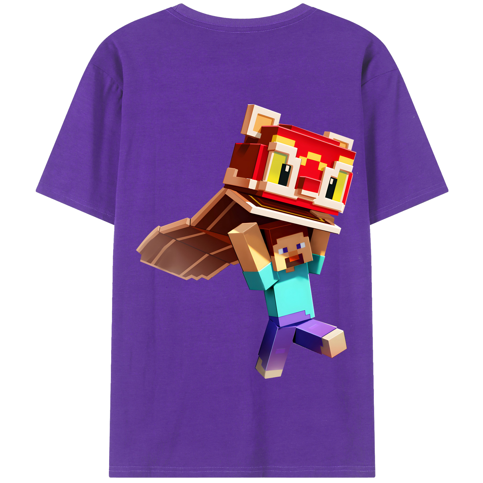 （画像用） マインクラフト ブロックの世界 Minecraft MC Block world 綿100％半袖Tシャツ（背面プリント）