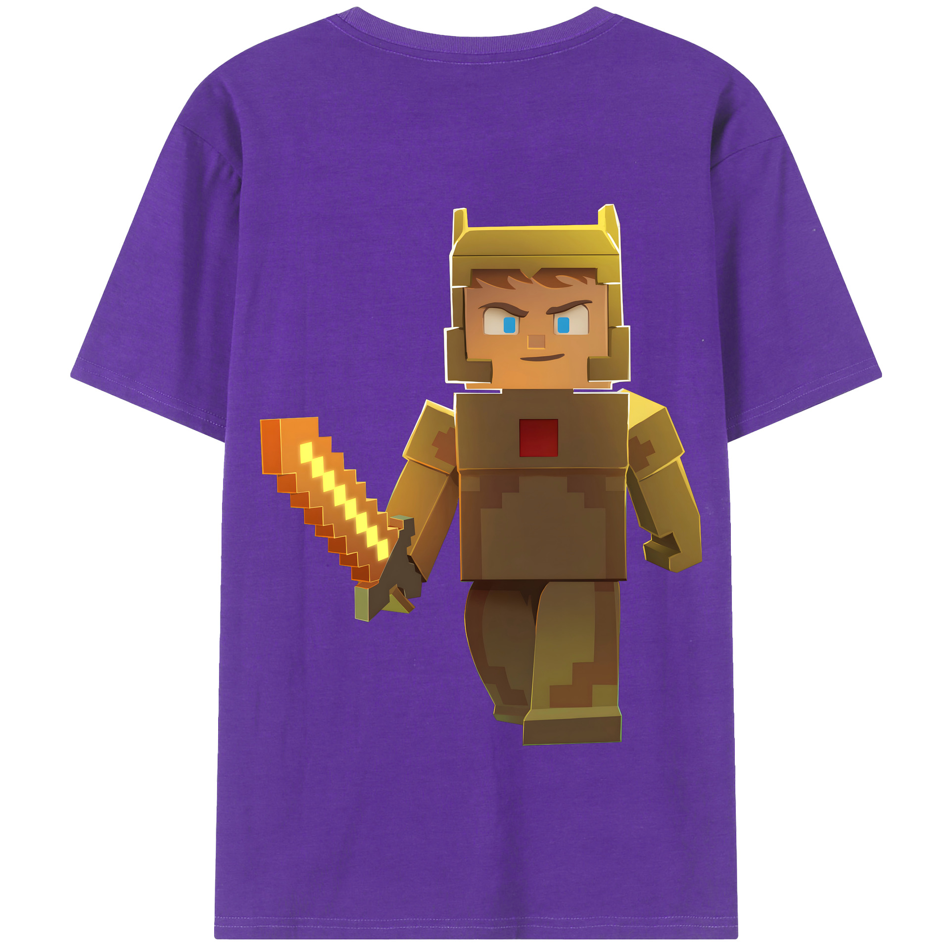 （画像用） マインクラフト ブロックの世界 Minecraft MC Block world 綿100％半袖Tシャツ（背面プリント）
