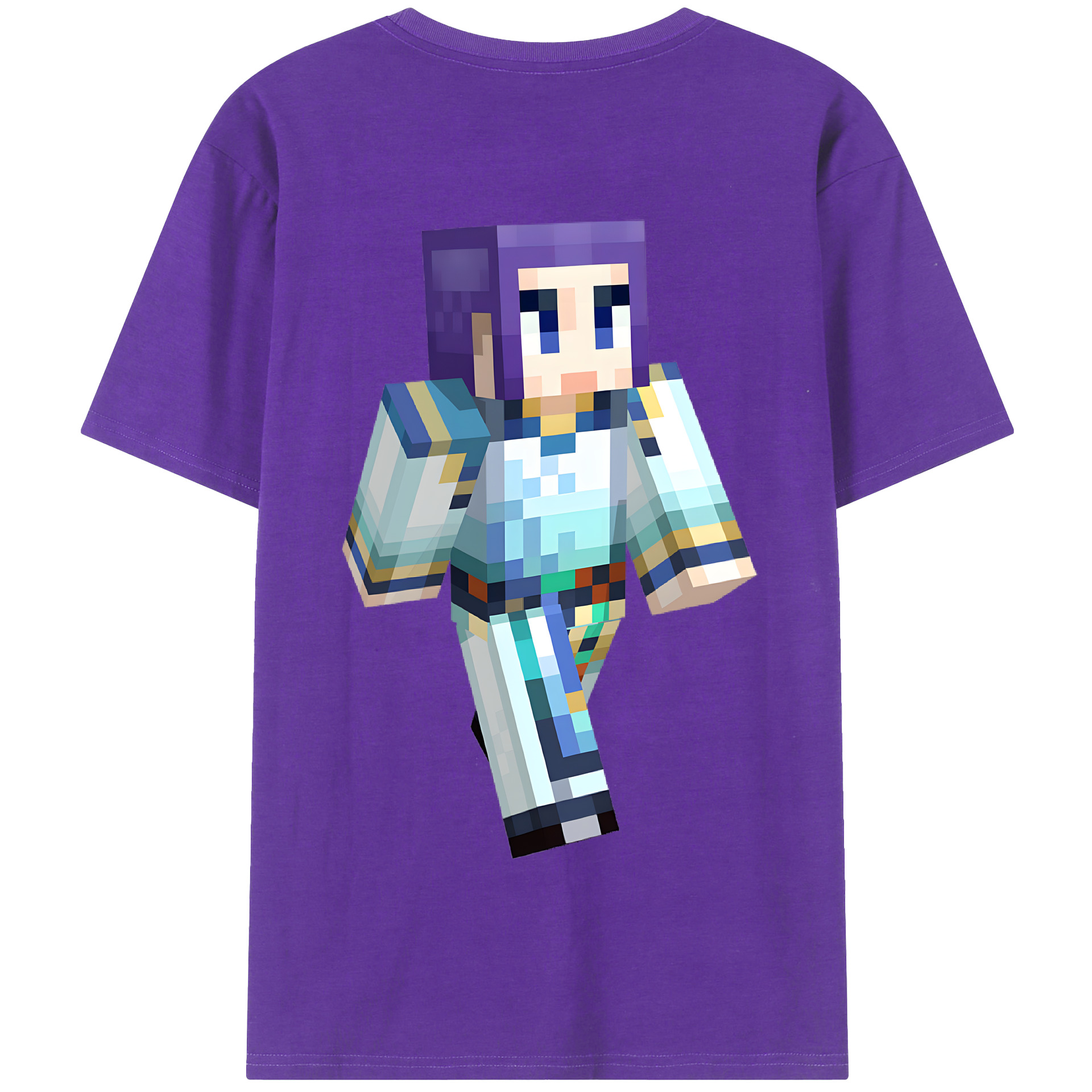 （画像用） マインクラフト ブロックの世界 Minecraft MC Block world 綿100％半袖Tシャツ（背面プリント）