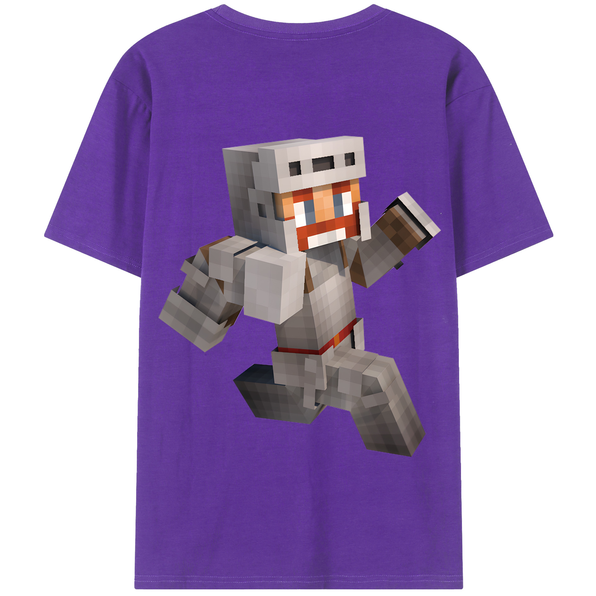（画像用） マインクラフト ブロックの世界 Minecraft MC Block world 綿100％半袖Tシャツ（背面プリント）