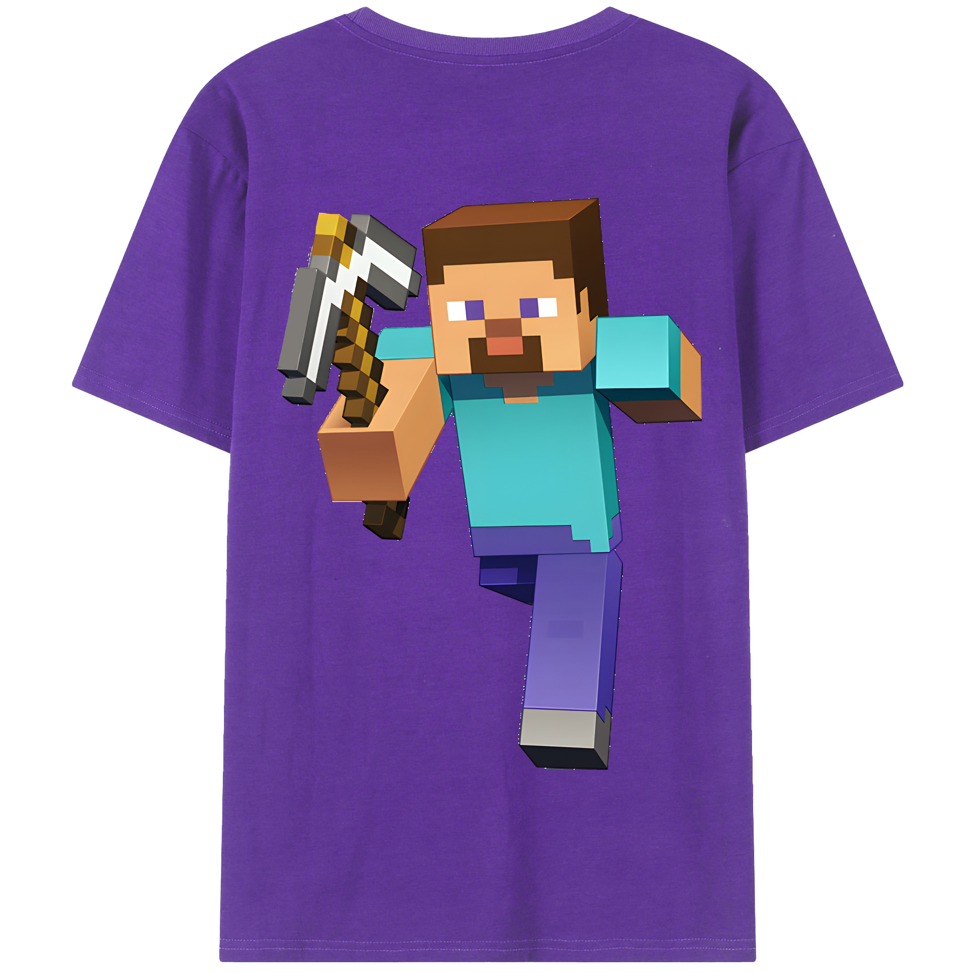 （画像用） マインクラフト ブロックの世界 Minecraft MC Block world 綿100％半袖Tシャツ（背面プリント）
