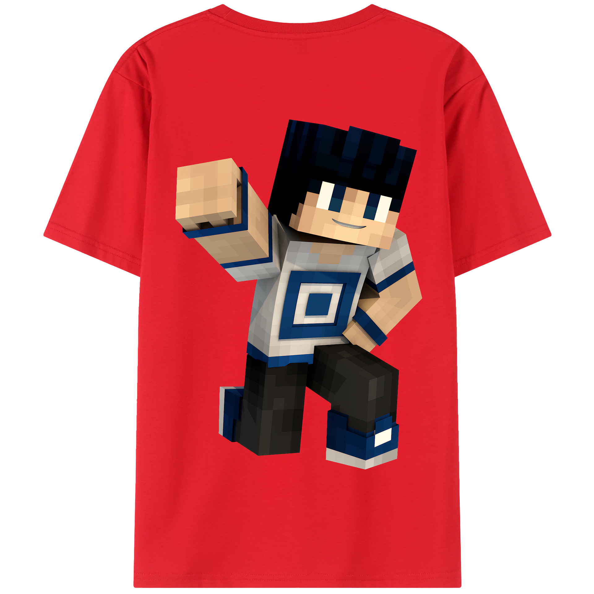 （画像用） マインクラフト ブロックの世界 Minecraft MC Block world 綿100％半袖Tシャツ（背面プリント）