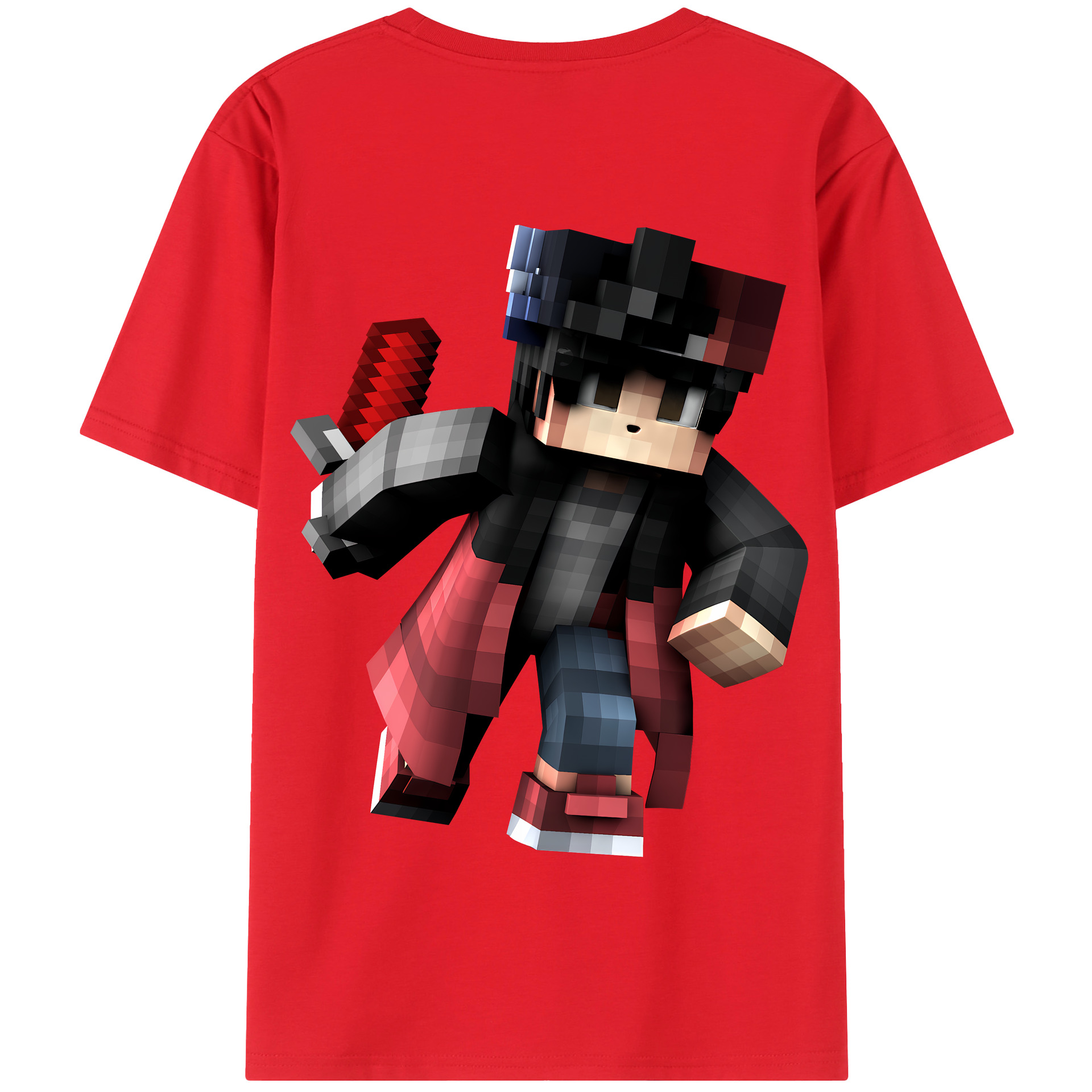 （画像用） マインクラフト ブロックの世界 Minecraft MC Block world 綿100％半袖Tシャツ（背面プリント）