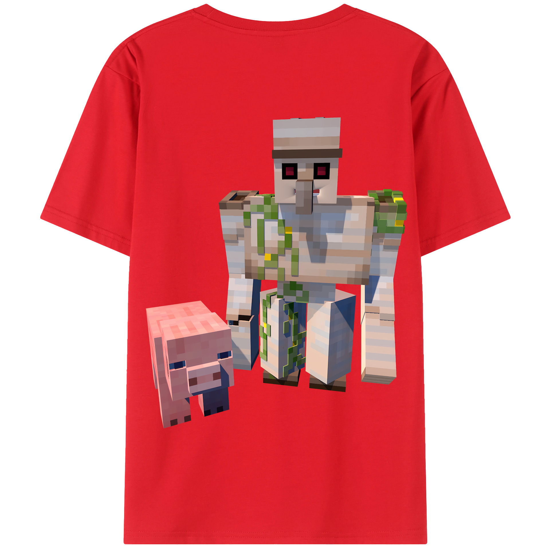 （画像用） マインクラフト ブロックの世界 Minecraft MC Block world 綿100％半袖Tシャツ（背面プリント）