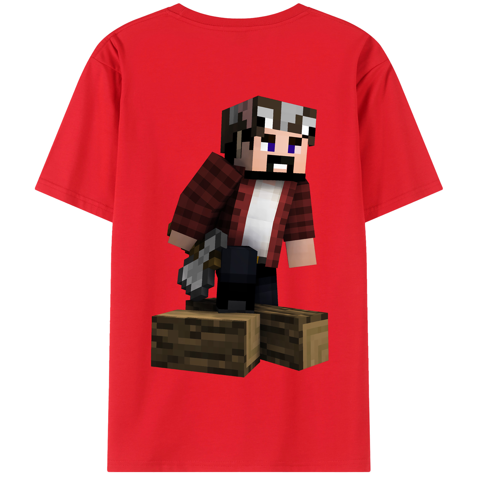 （画像用） マインクラフト ブロックの世界 Minecraft MC Block world 綿100％半袖Tシャツ（背面プリント）