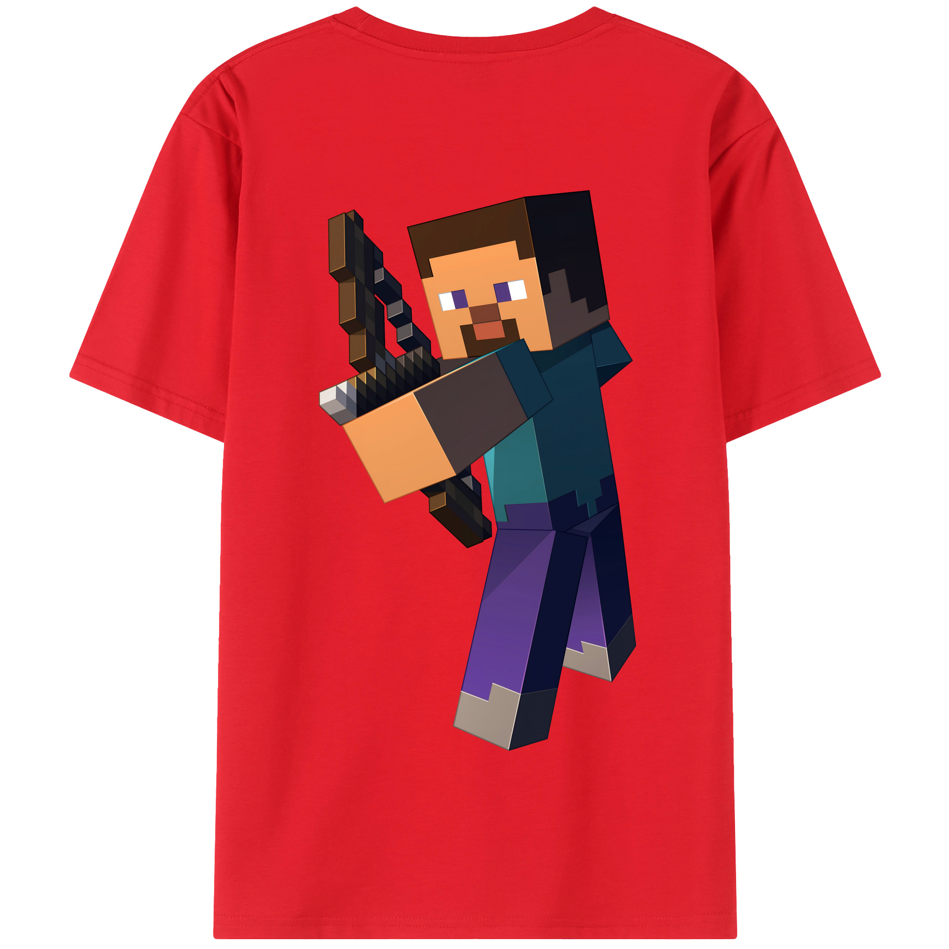 （画像用） マインクラフト ブロックの世界 Minecraft MC Block world 綿100％半袖Tシャツ（背面プリント）