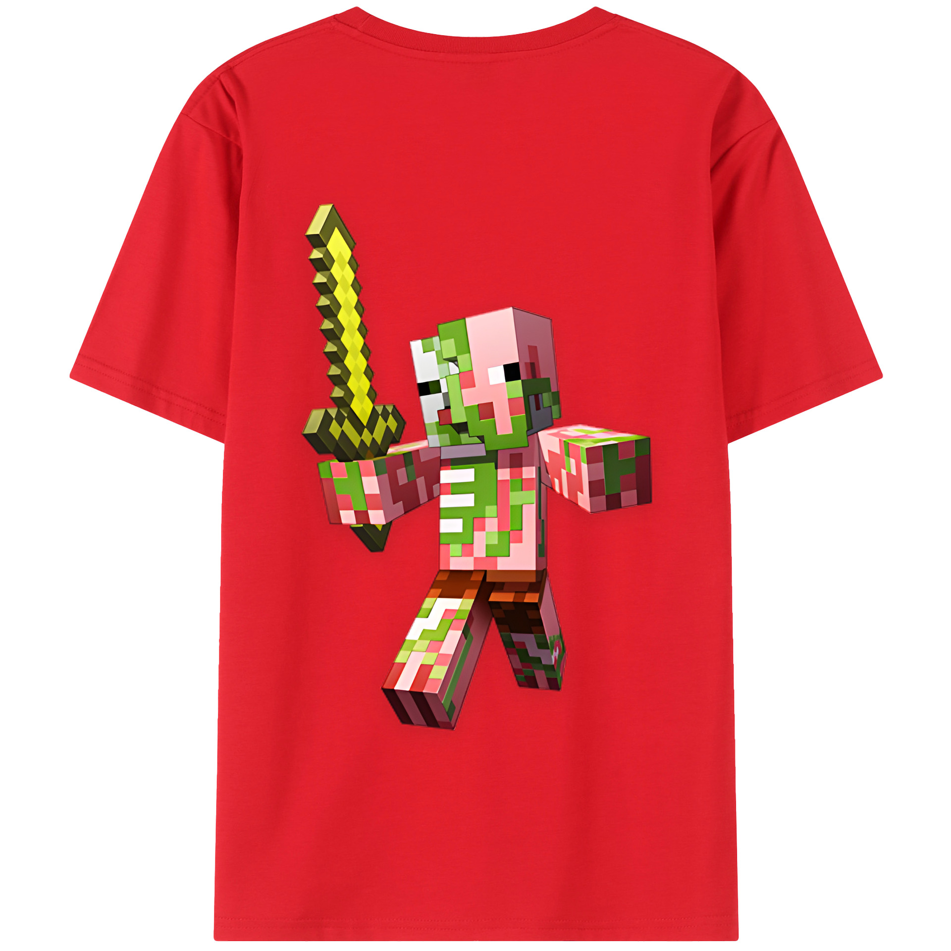 （画像用） マインクラフト ブロックの世界 Minecraft MC Block world 綿100％半袖Tシャツ（背面プリント）