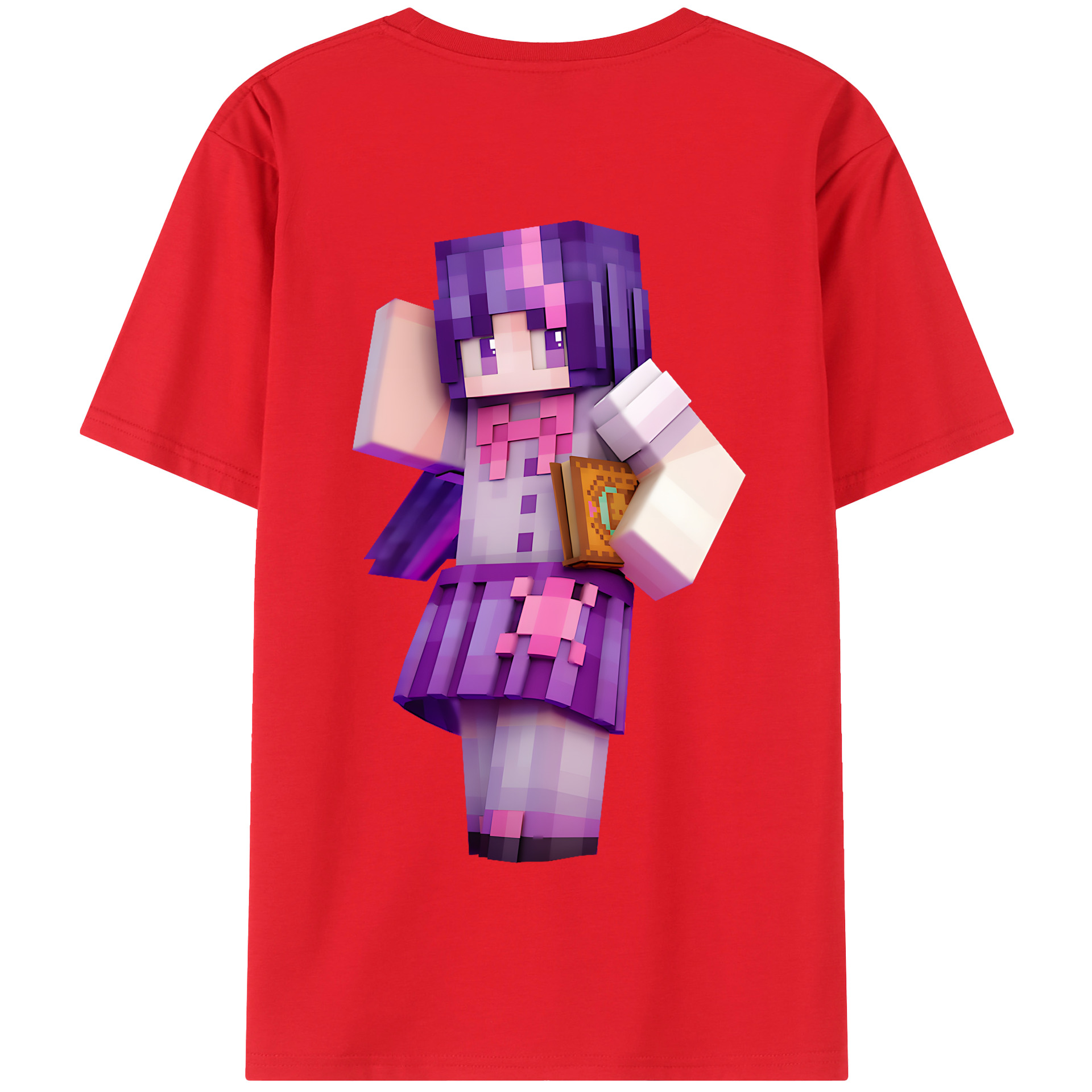 （画像用） マインクラフト ブロックの世界 Minecraft MC Block world 綿100％半袖Tシャツ（背面プリント）