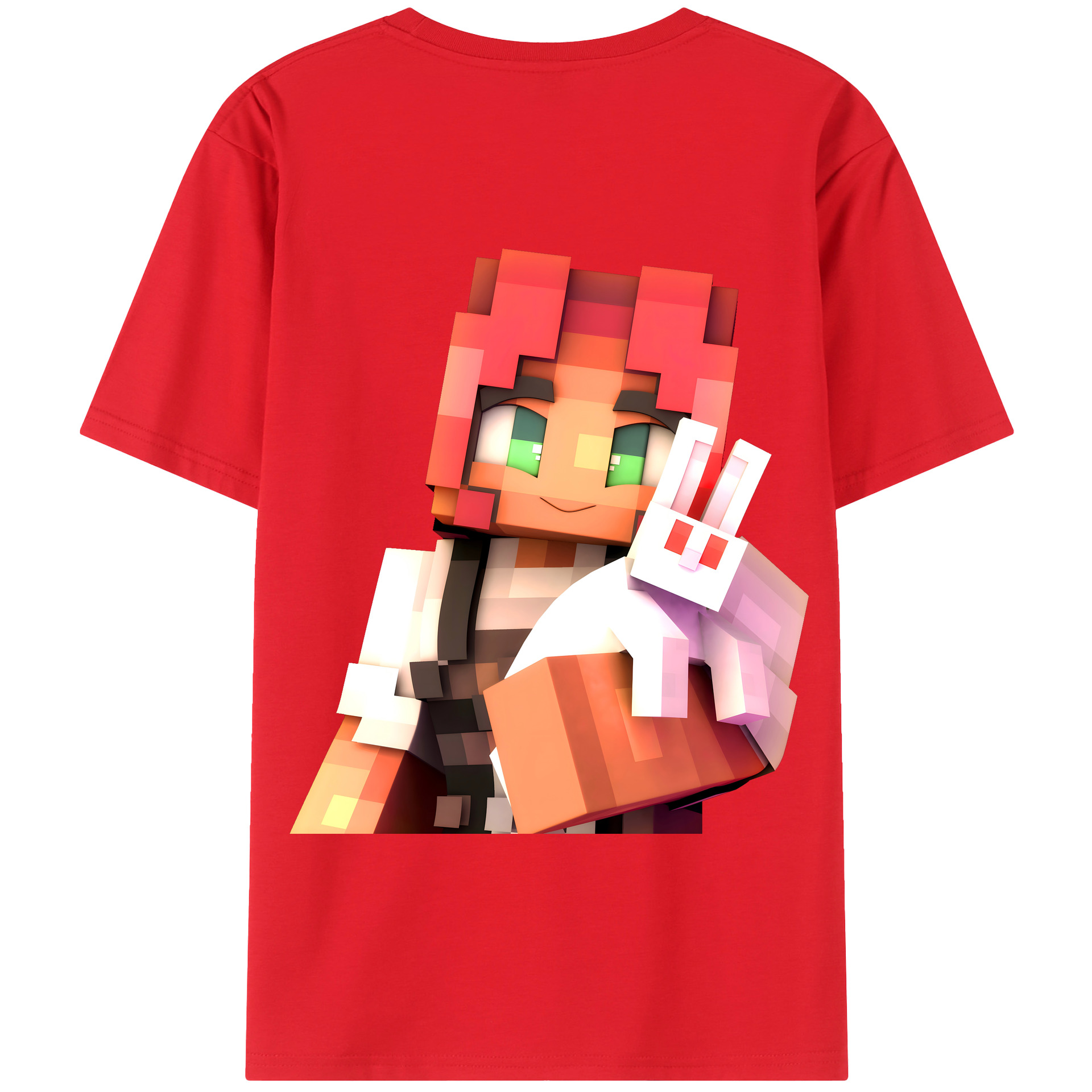 （画像用） マインクラフト ブロックの世界 Minecraft MC Block world 綿100％半袖Tシャツ（背面プリント）