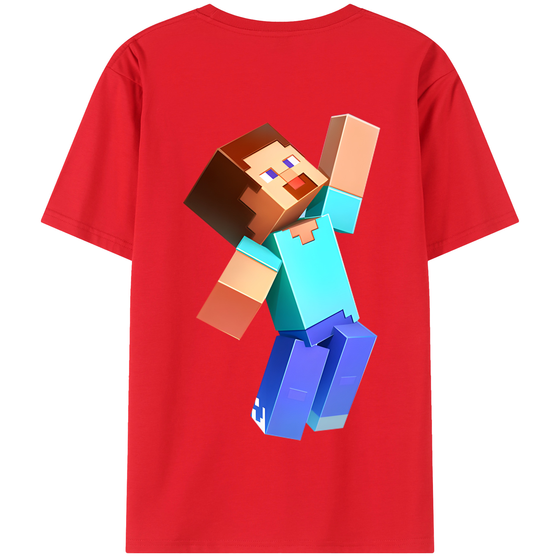 （画像用） マインクラフト ブロックの世界 Minecraft MC Block world 綿100％半袖Tシャツ（背面プリント）