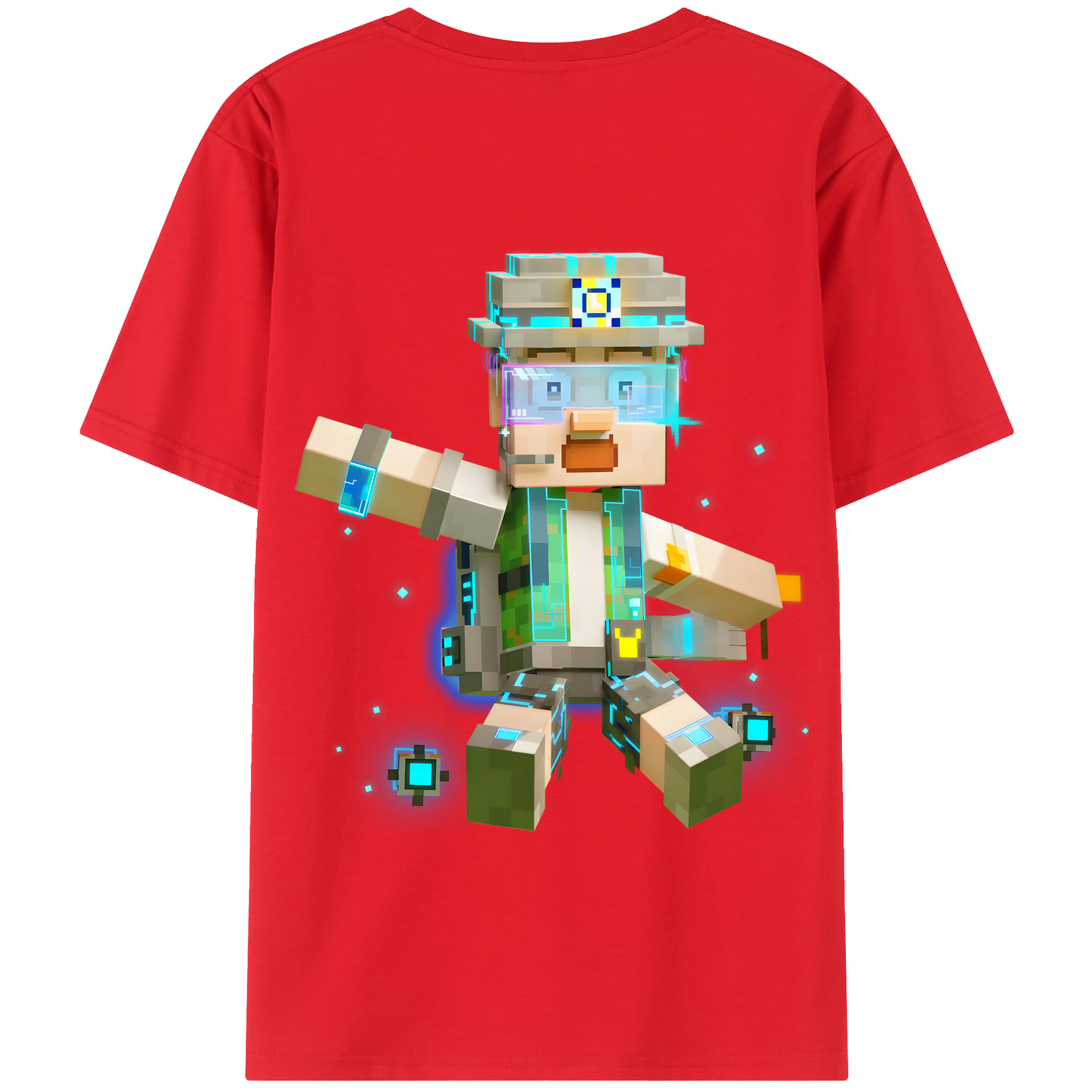 （画像用） マインクラフト ブロックの世界 Minecraft MC Block world 綿100％半袖Tシャツ（背面プリント）