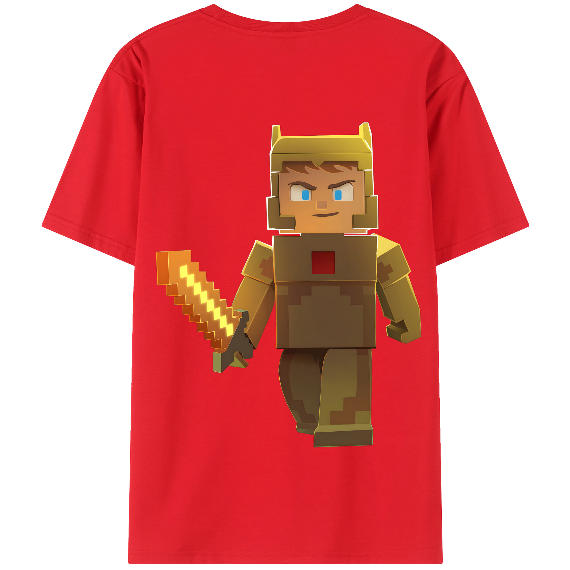 （画像用） マインクラフト ブロックの世界 Minecraft MC Block world 綿100％半袖Tシャツ（背面プリント）