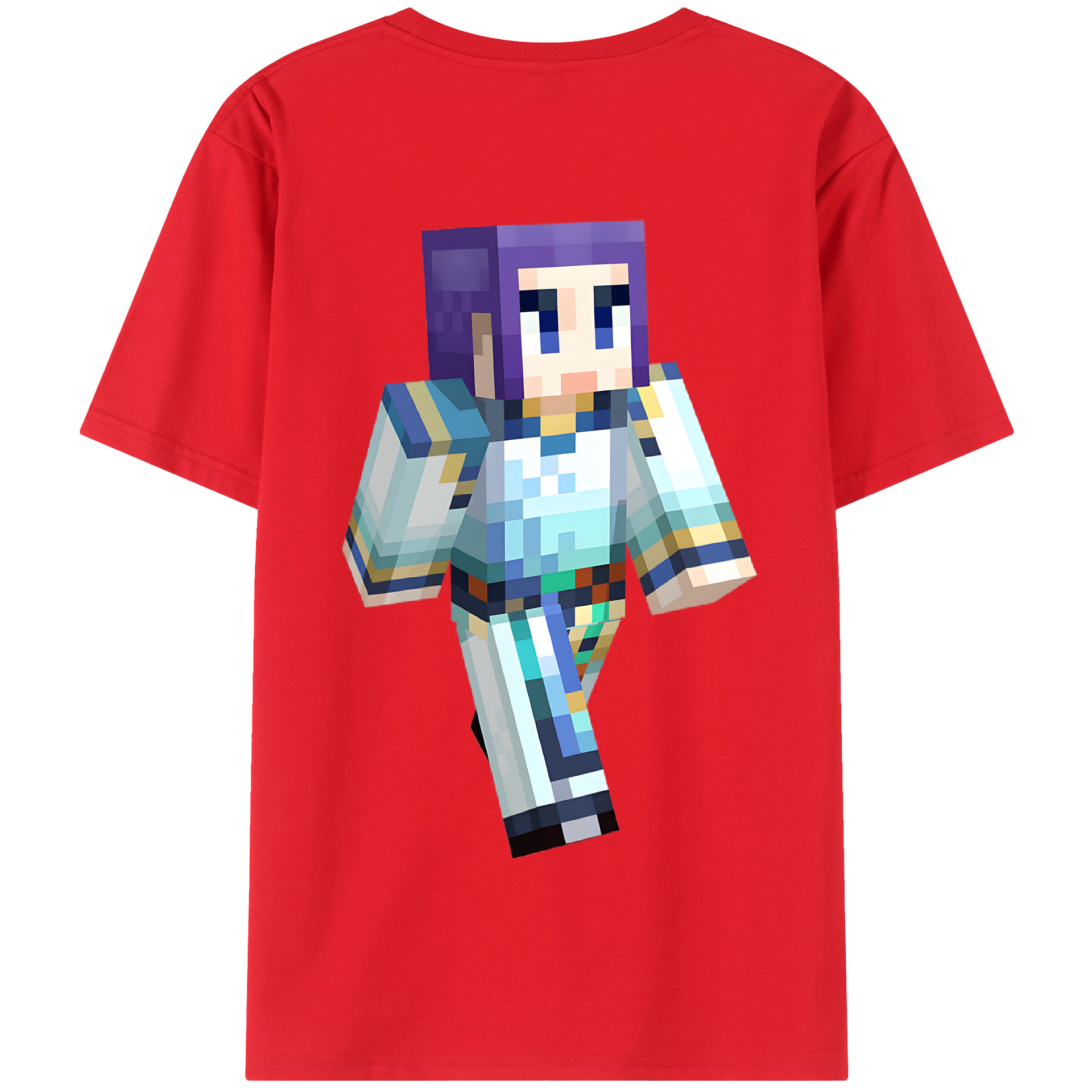 （画像用） マインクラフト ブロックの世界 Minecraft MC Block world 綿100％半袖Tシャツ（背面プリント）