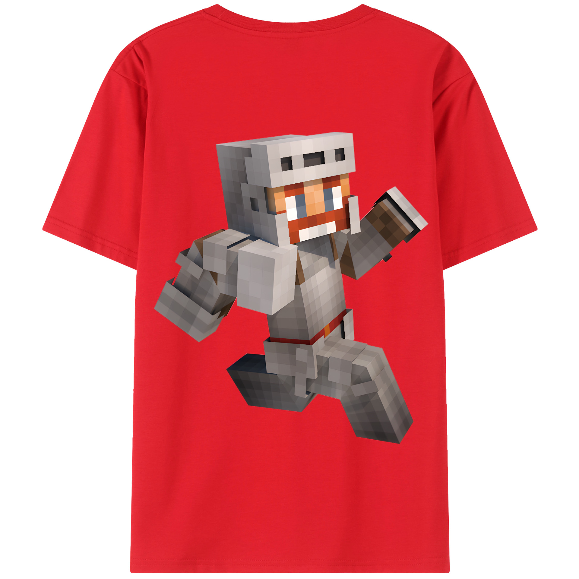 （画像用） マインクラフト ブロックの世界 Minecraft MC Block world 綿100％半袖Tシャツ（背面プリント）