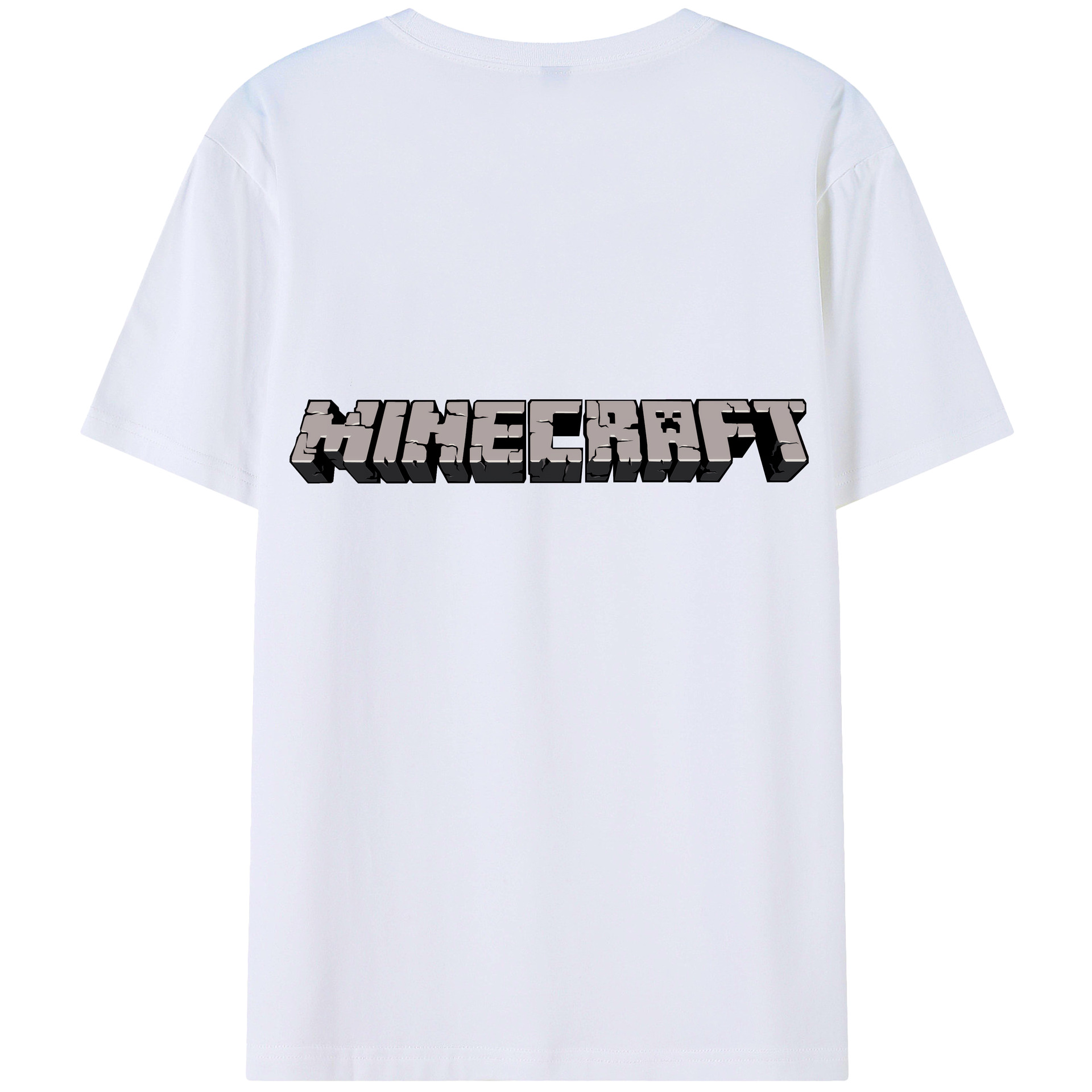 （画像用） マインクラフト ブロックの世界 Minecraft MC Block world 綿100％半袖Tシャツ（背面プリント）