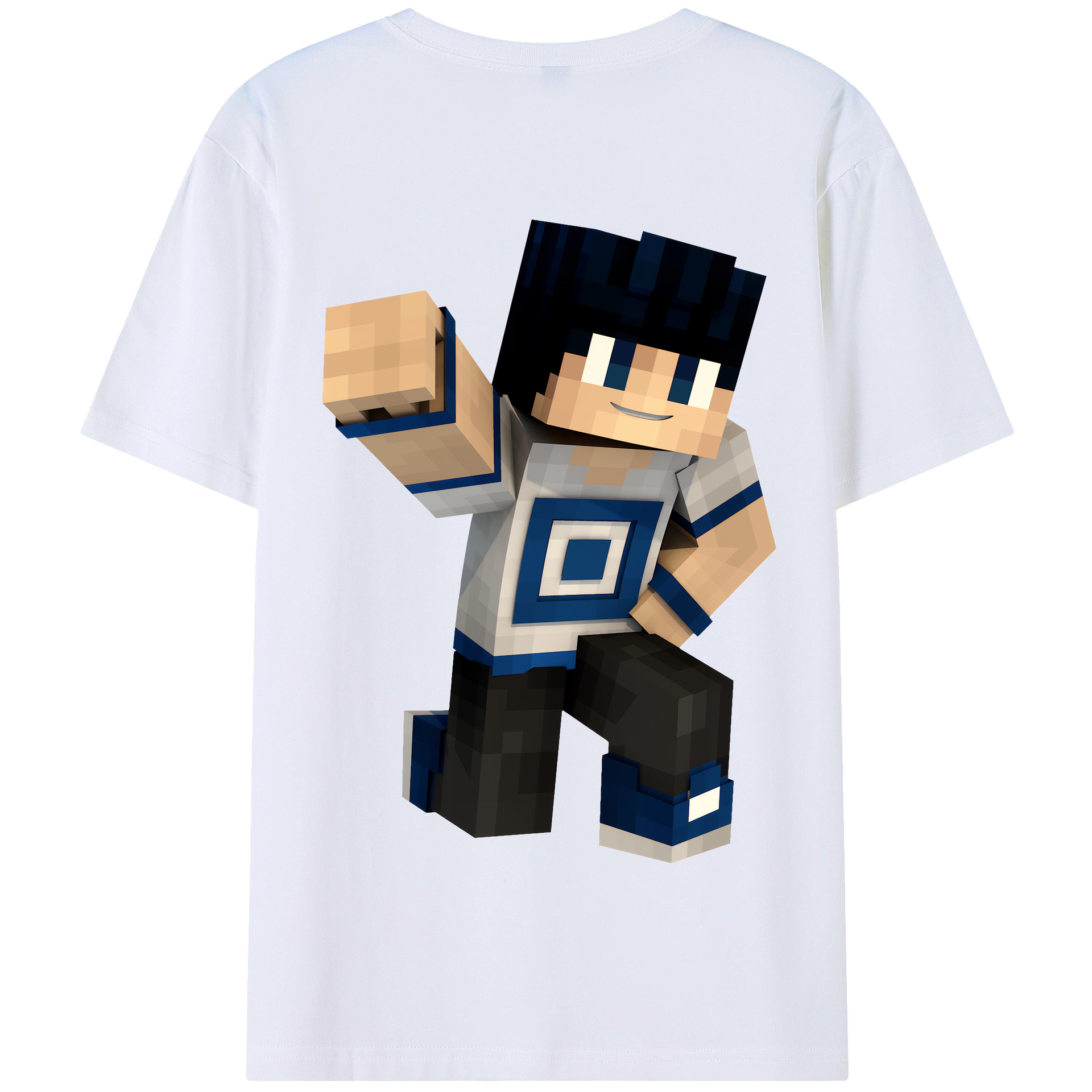 （画像用） マインクラフト ブロックの世界 Minecraft MC Block world 綿100％半袖Tシャツ（背面プリント）