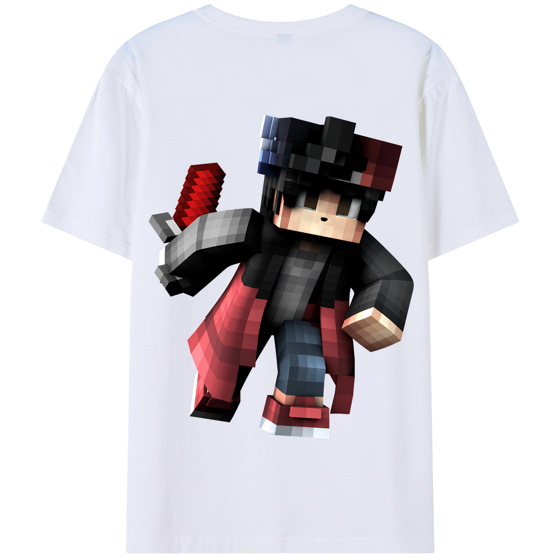 （画像用） マインクラフト ブロックの世界 Minecraft MC Block world 綿100％半袖Tシャツ（背面プリント）