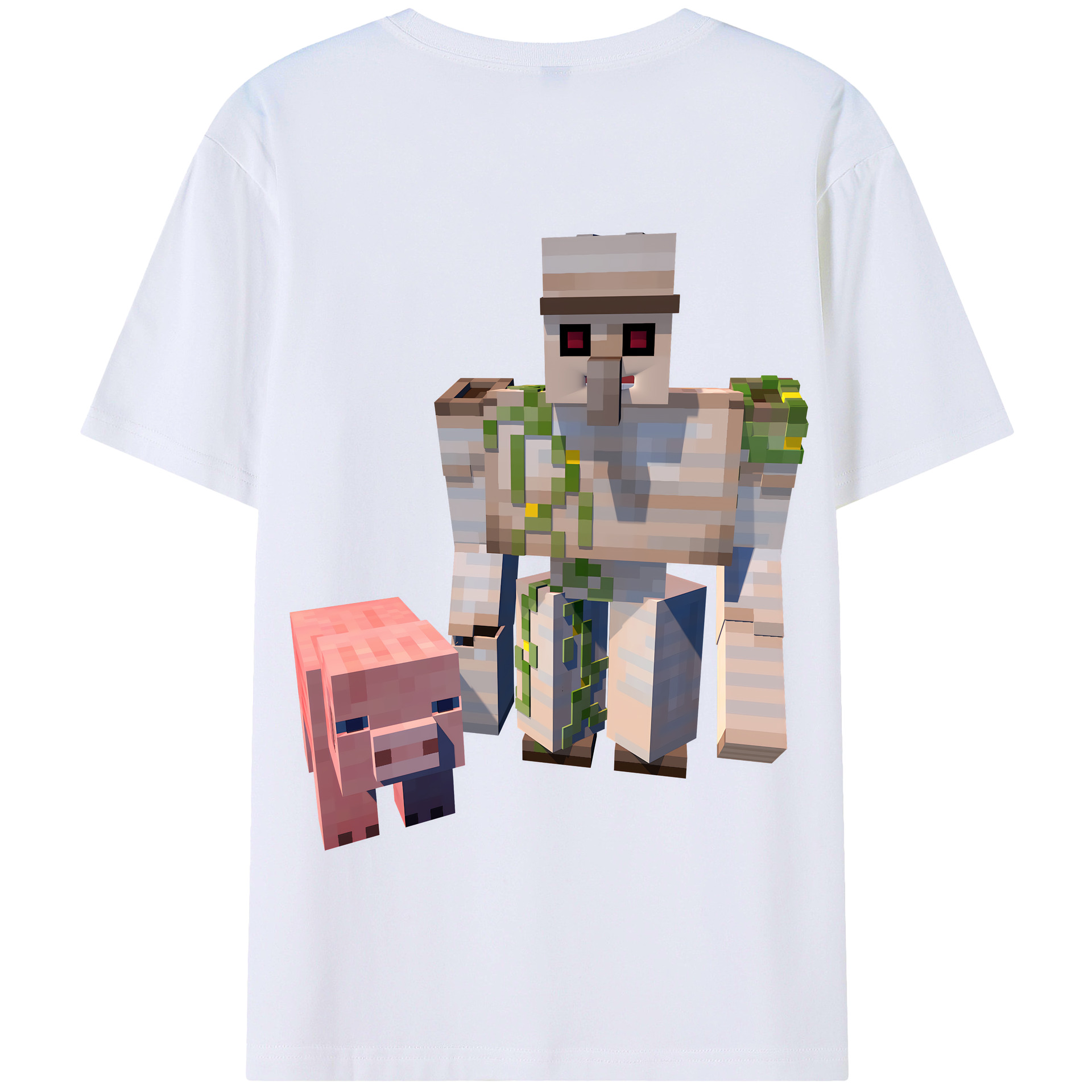 （画像用） マインクラフト ブロックの世界 Minecraft MC Block world 綿100％半袖Tシャツ（背面プリント）