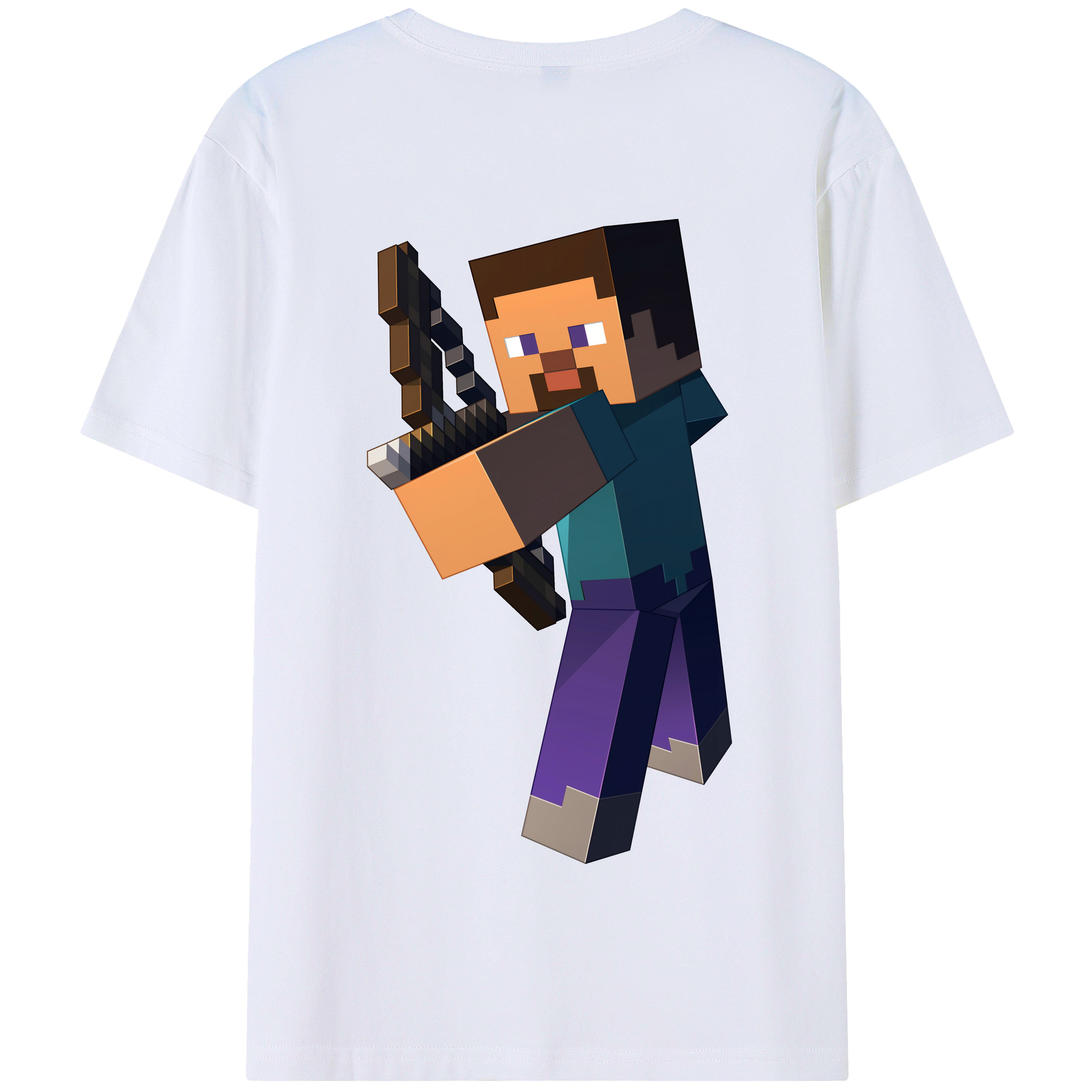 （画像用） マインクラフト ブロックの世界 Minecraft MC Block world 綿100％半袖Tシャツ（背面プリント）