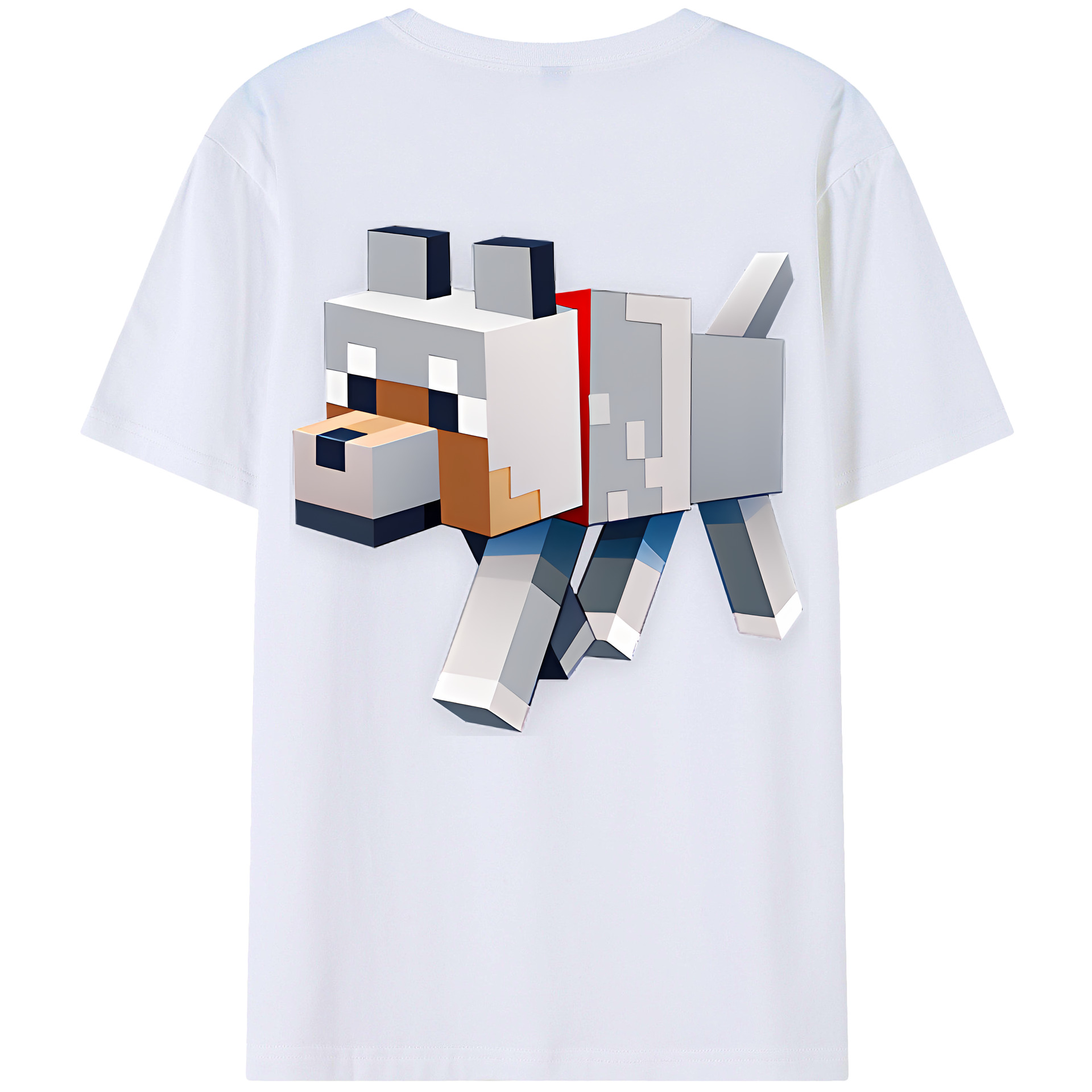 （画像用） マインクラフト ブロックの世界 Minecraft MC Block world 綿100％半袖Tシャツ（背面プリント）