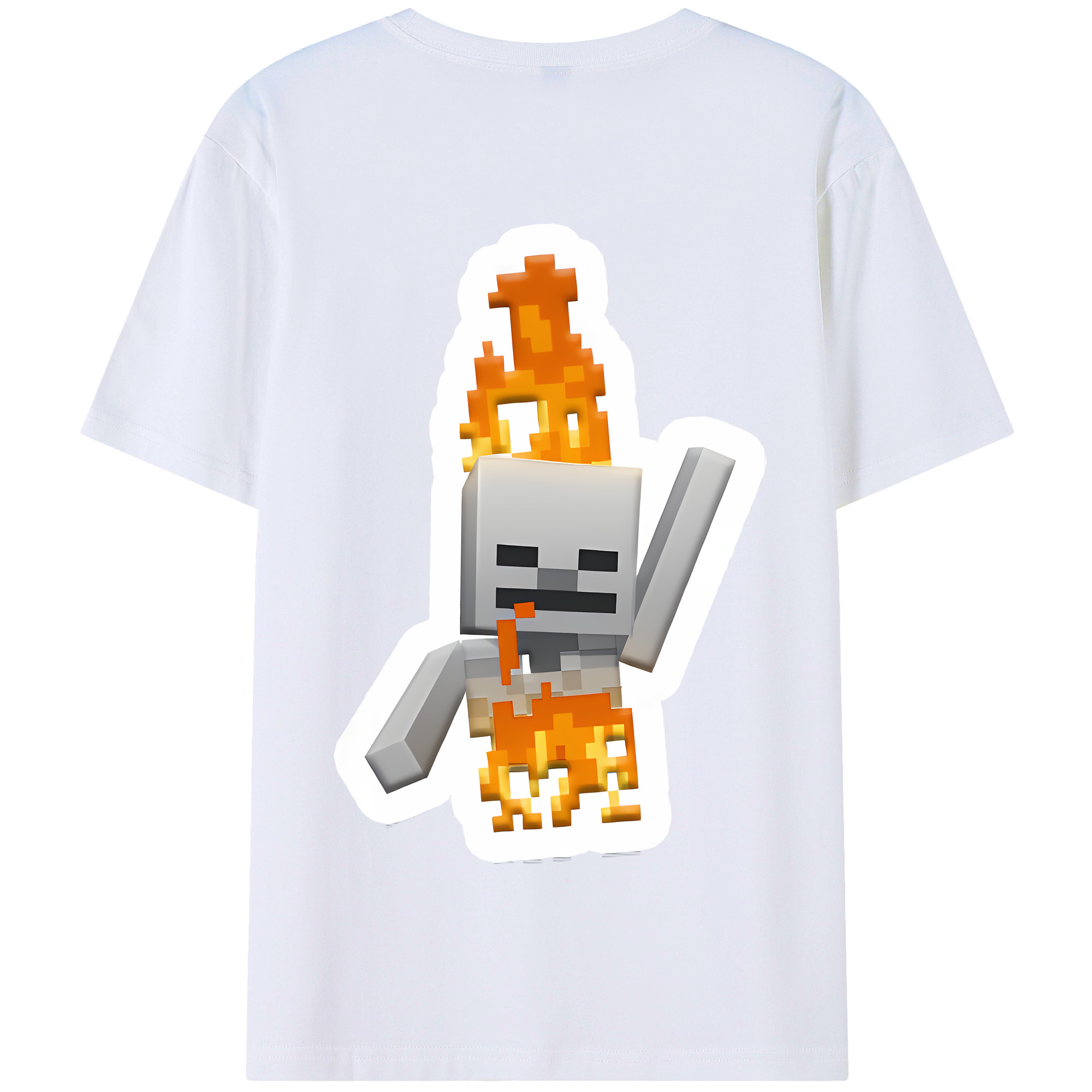 （画像用） マインクラフト ブロックの世界 Minecraft MC Block world 綿100％半袖Tシャツ（背面プリント）