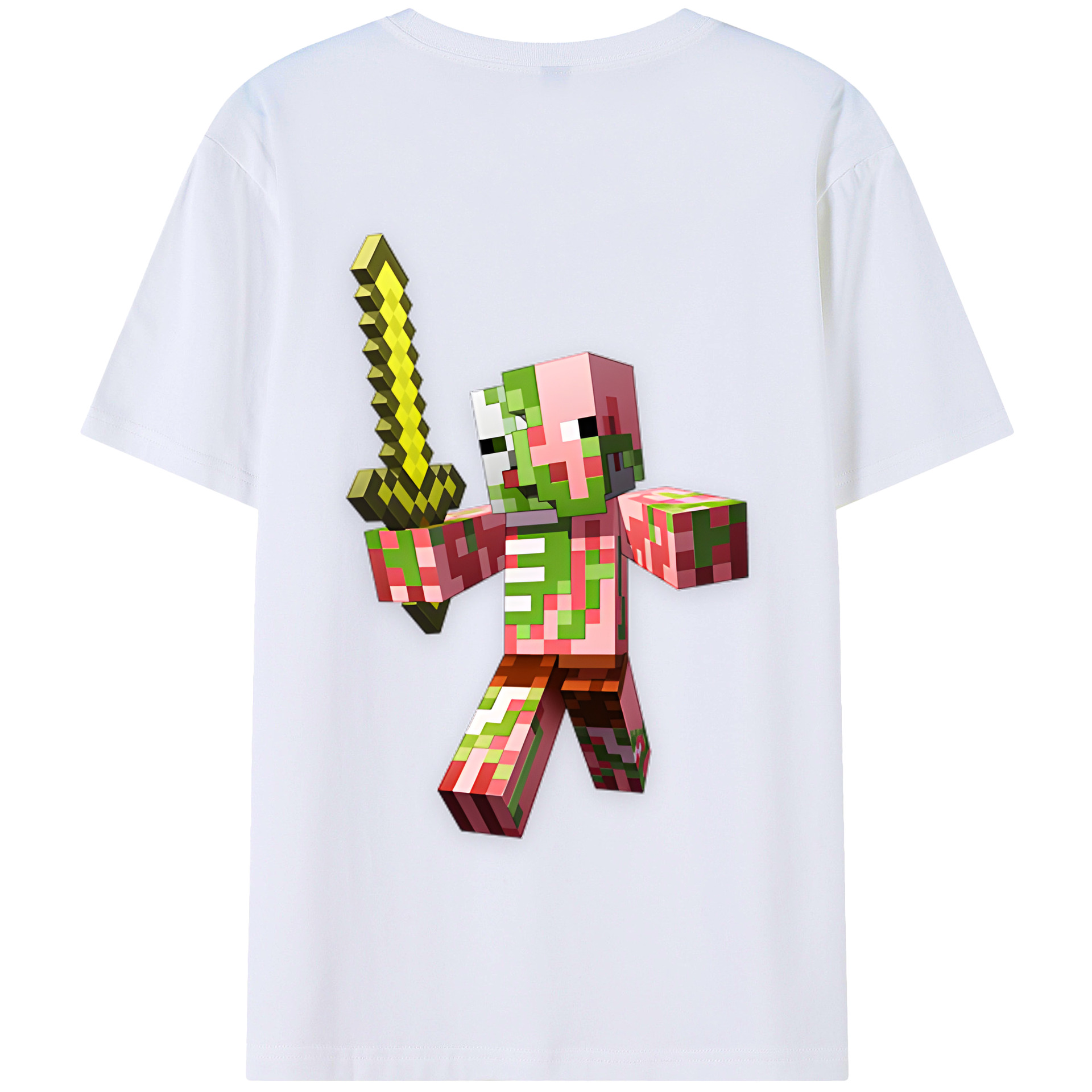 （画像用） マインクラフト ブロックの世界 Minecraft MC Block world 綿100％半袖Tシャツ（背面プリント）